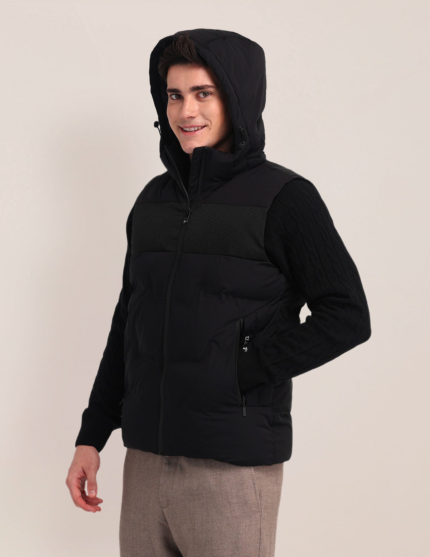 Detachable Hood Padded Jacket Black - U.S. POLO ASSN. | Large
