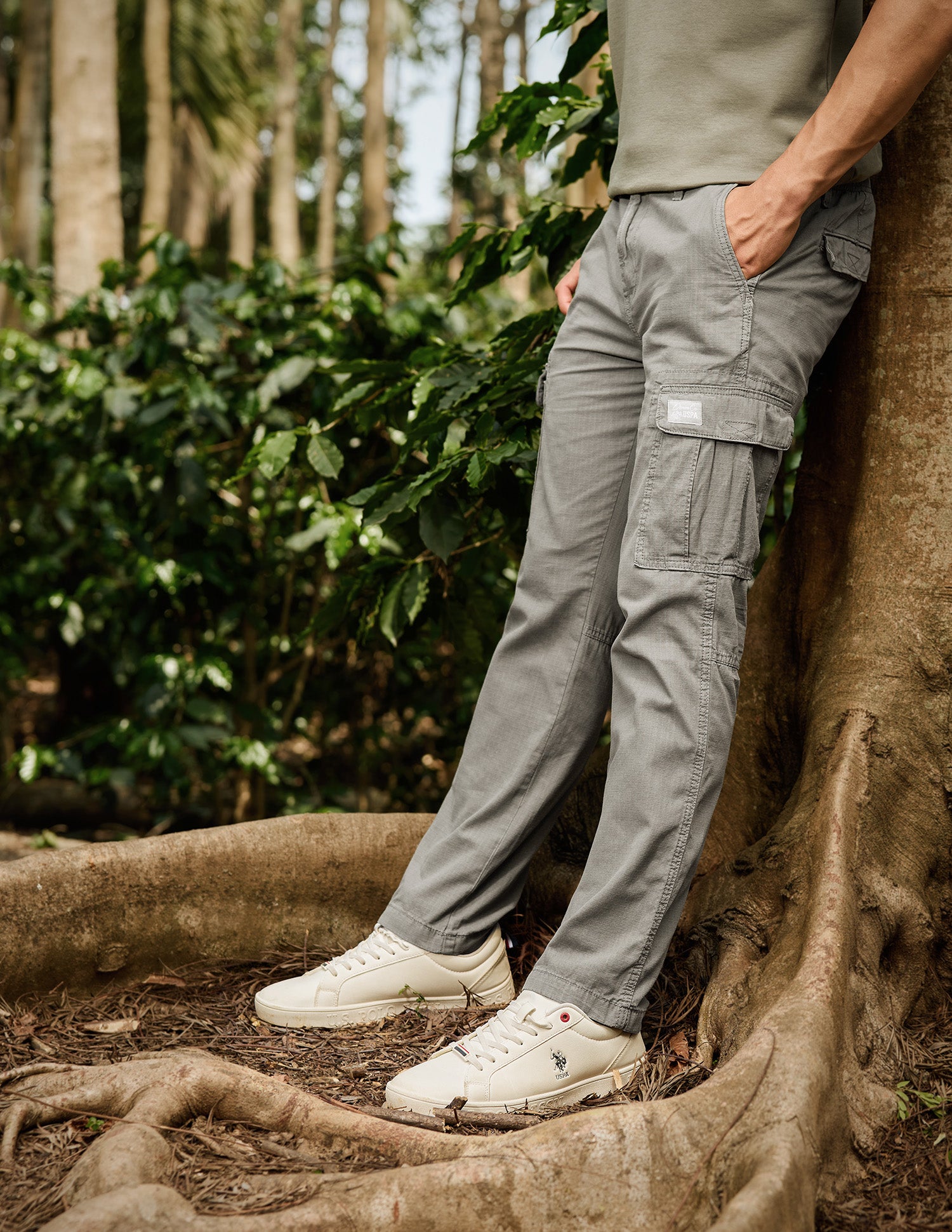 Straight Fit Cargo Trousers Light Grey - U.S. Polo Assn. India | Large