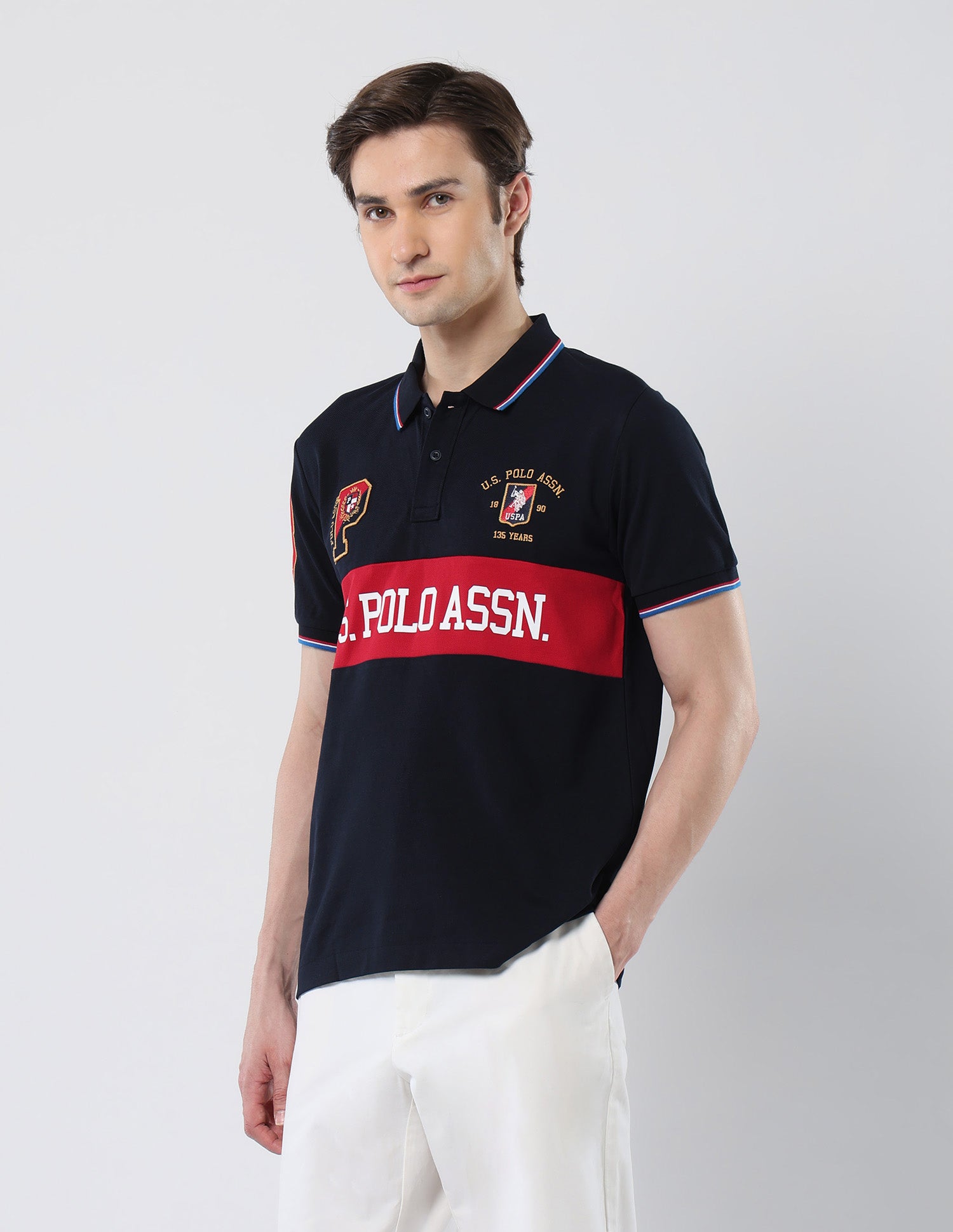 Brand Printed 135 Anniversary Polo Shirt Navy - U.S. Polo Assn. India | Large