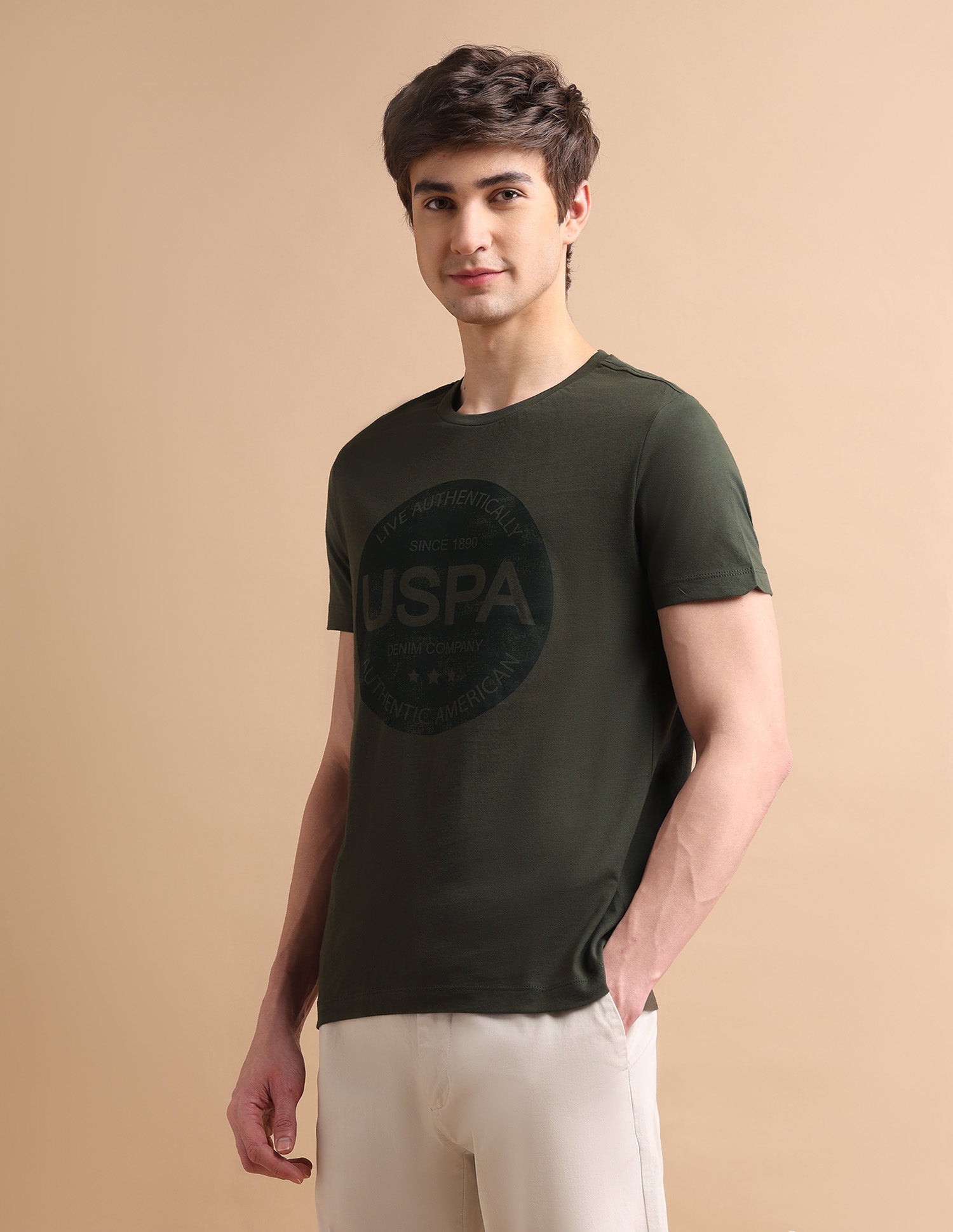 Circle Logo T-Shirt Olive - U.S. POLO ASSN. | Large
