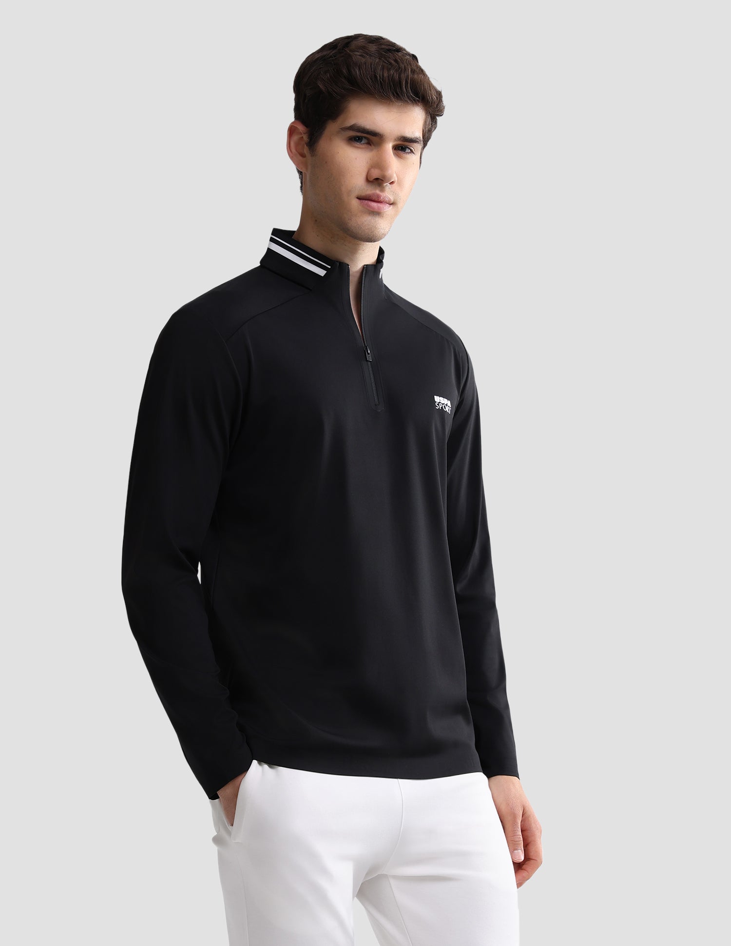 Solid Slim Fit Active Polo Shirt Black - U.S. Polo Assn. India | Large