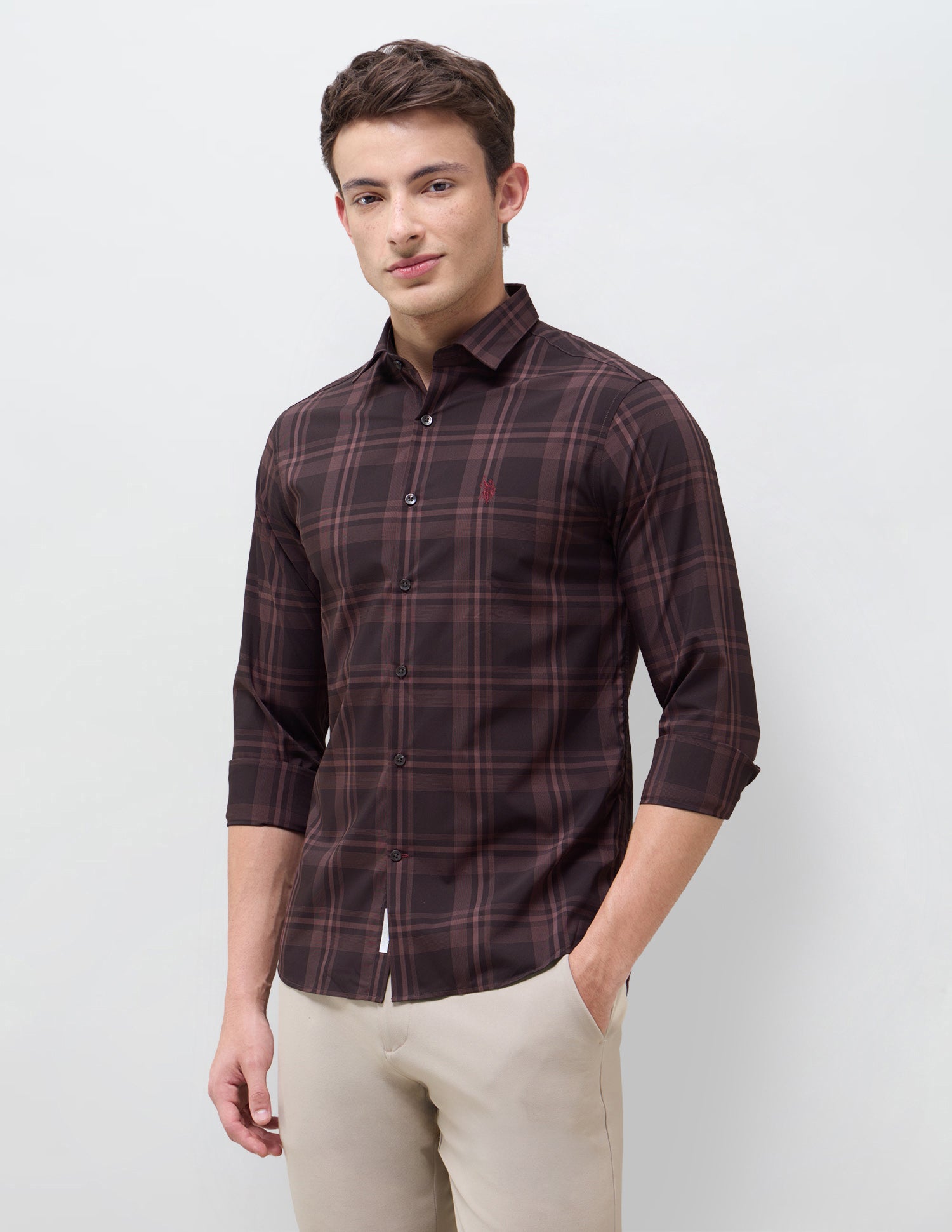Tartan Checked Regular Fit Shirt Wine - U.S. Polo Assn. India | Large