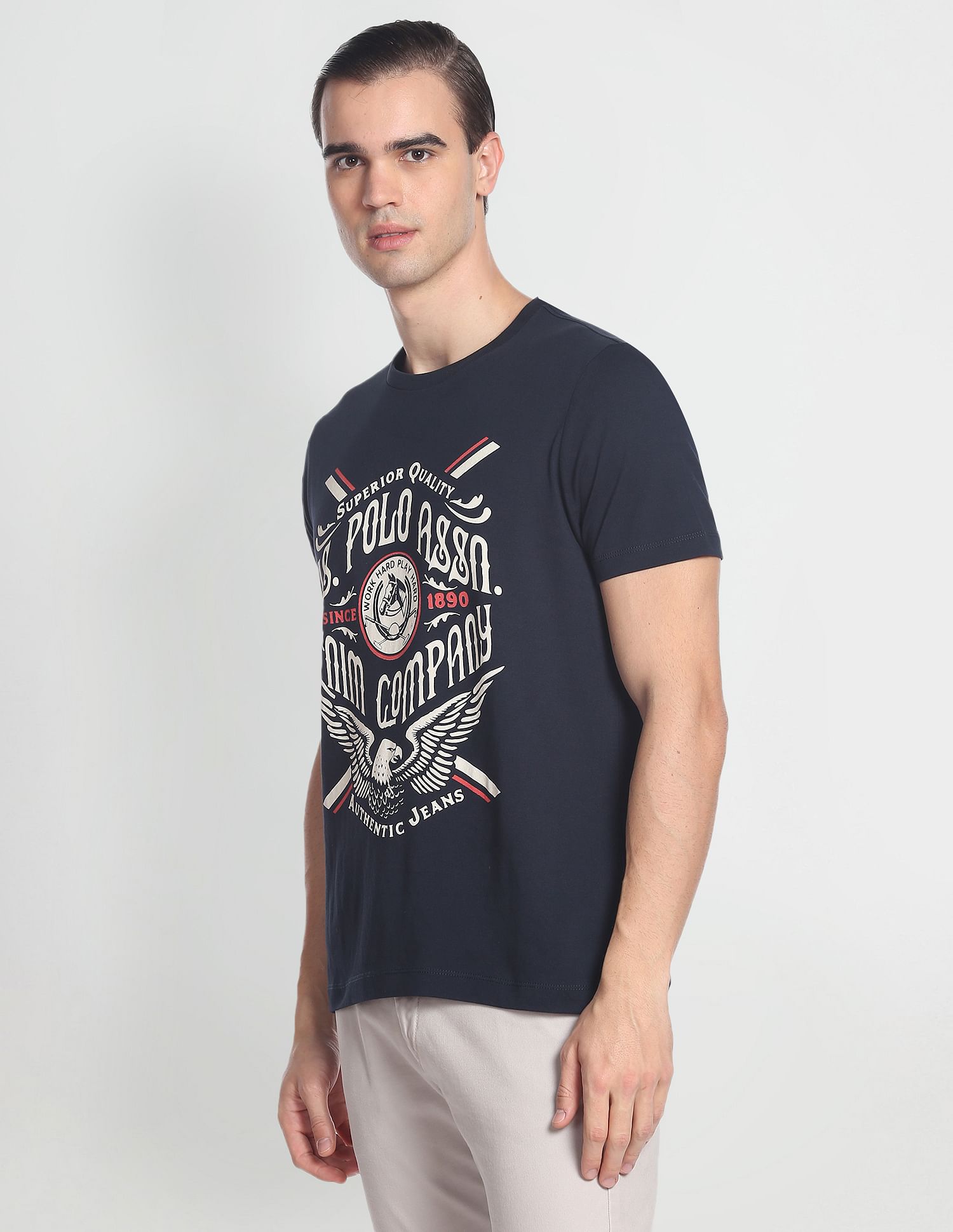 Brand Print Slim Fit T-Shirt Navy - U.S. POLO ASSN. | Large