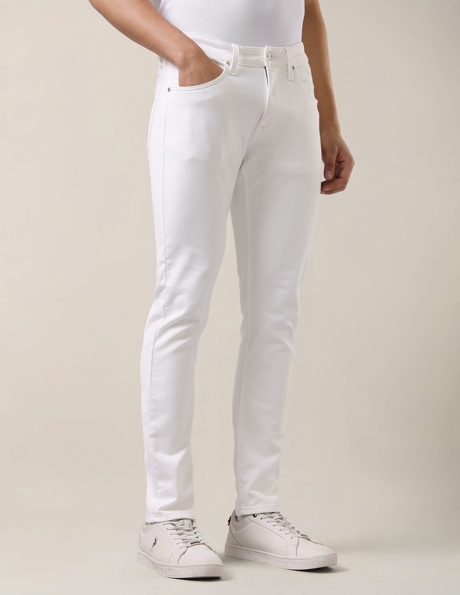 Brandon Slim Tapered Fit White Jeans White - U.S. Polo Assn. India | Large