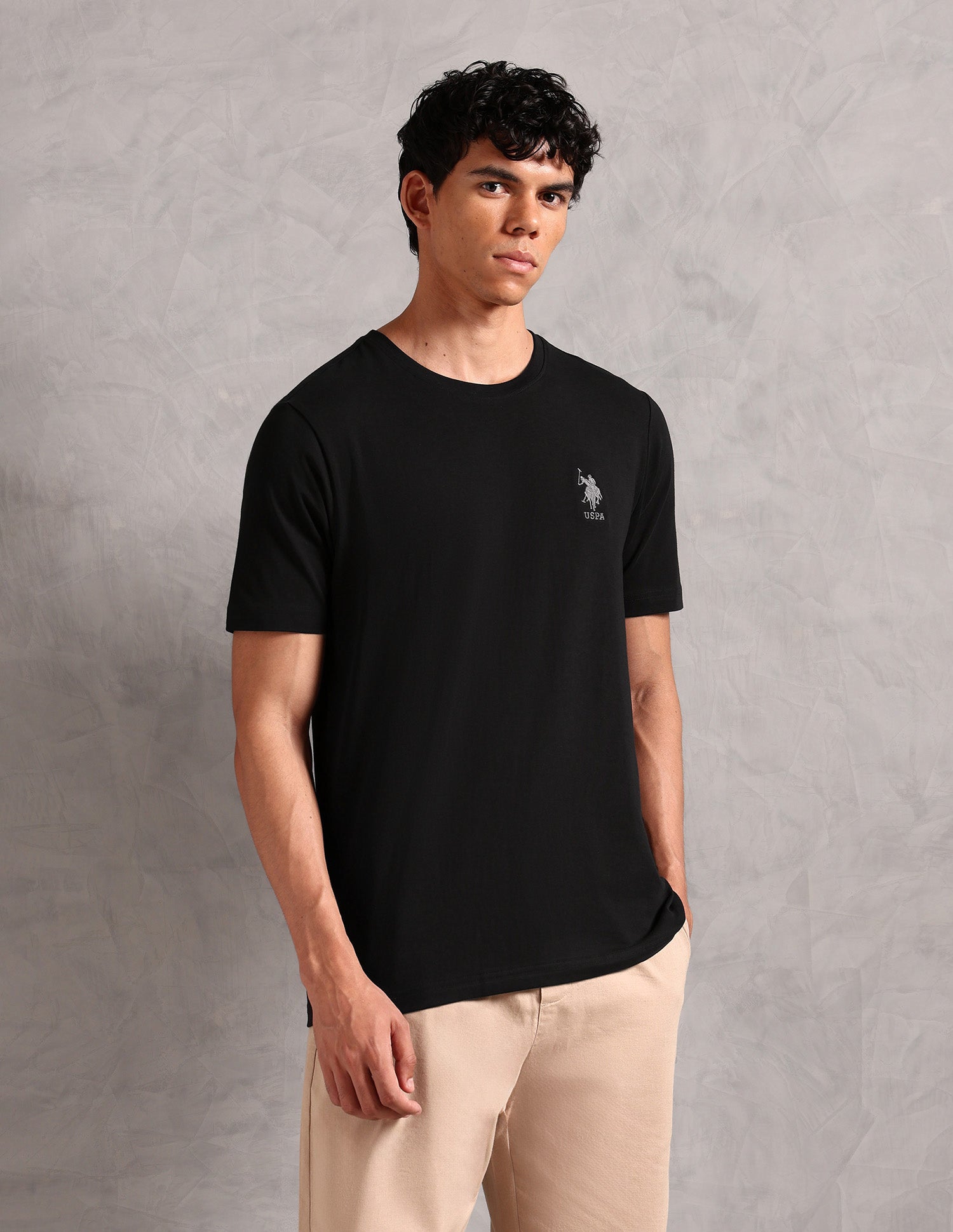 Comfort Fit Pure Cotton OEE12 Lounge T-Shirt - Pack Of 1 Black - U.S. POLO ASSN. | Large