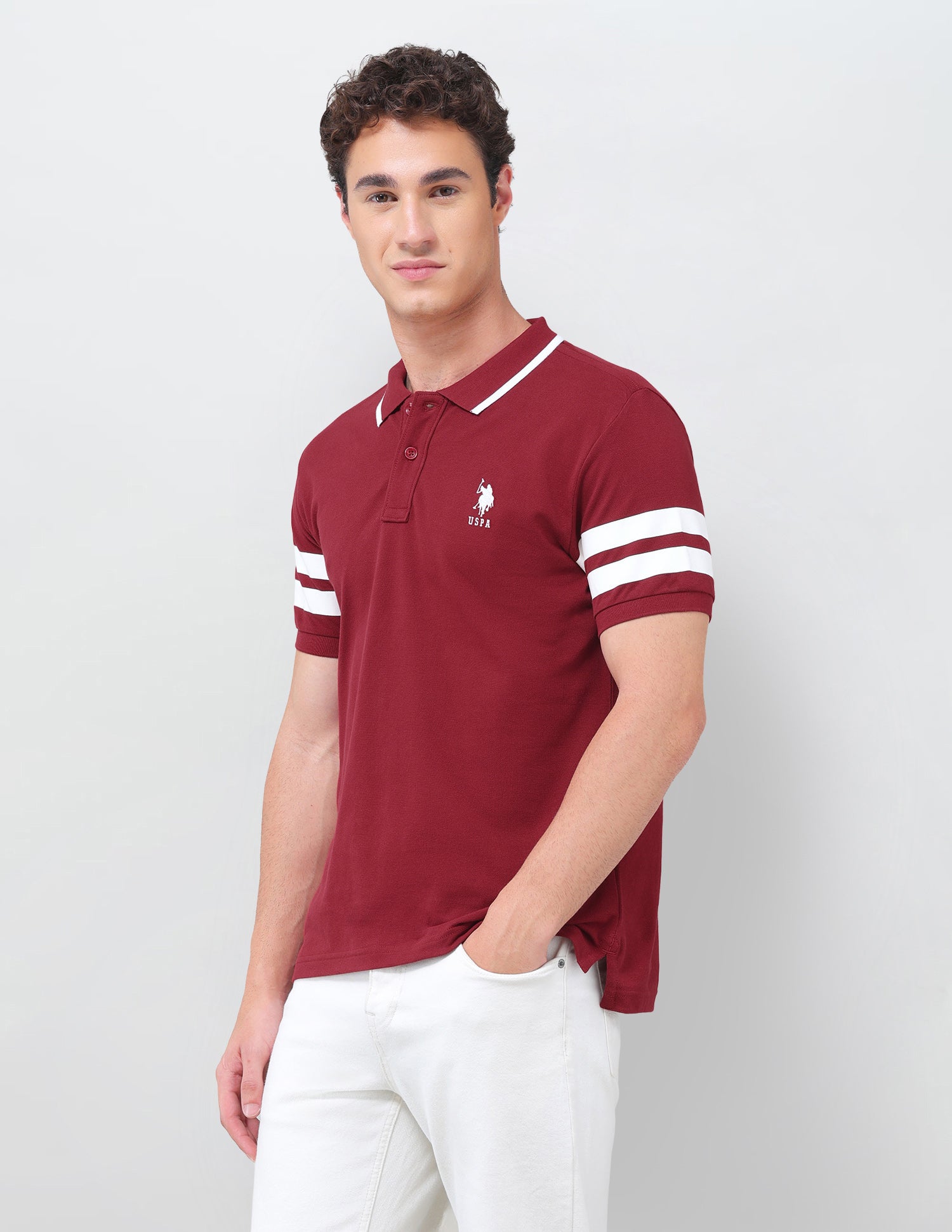 Solid Slim Fit Polo Shirt Red - U.S. Polo Assn. India | Large