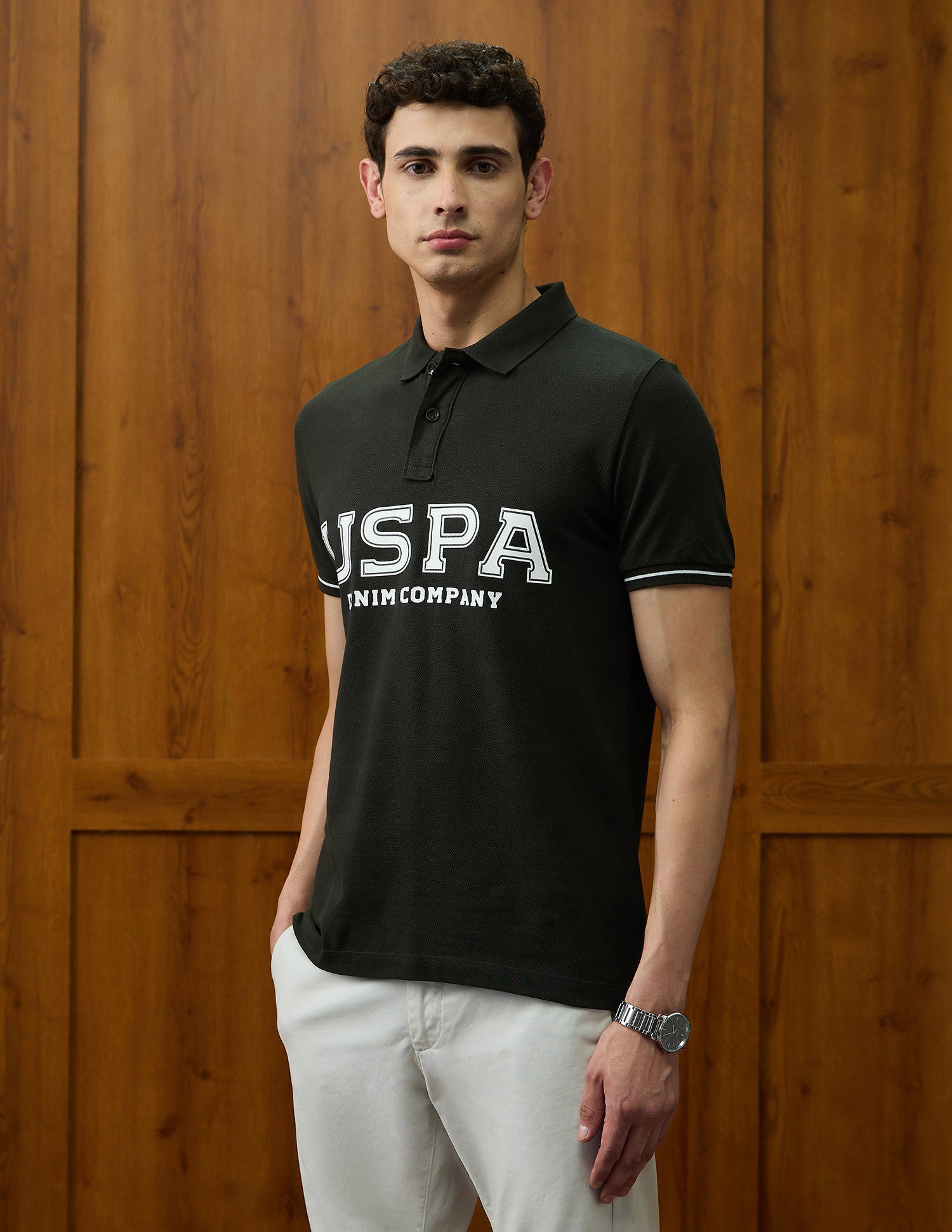 Brand Printed Varsity Theatre Polo Shirt Olive - U.S. POLO ASSN. | Large