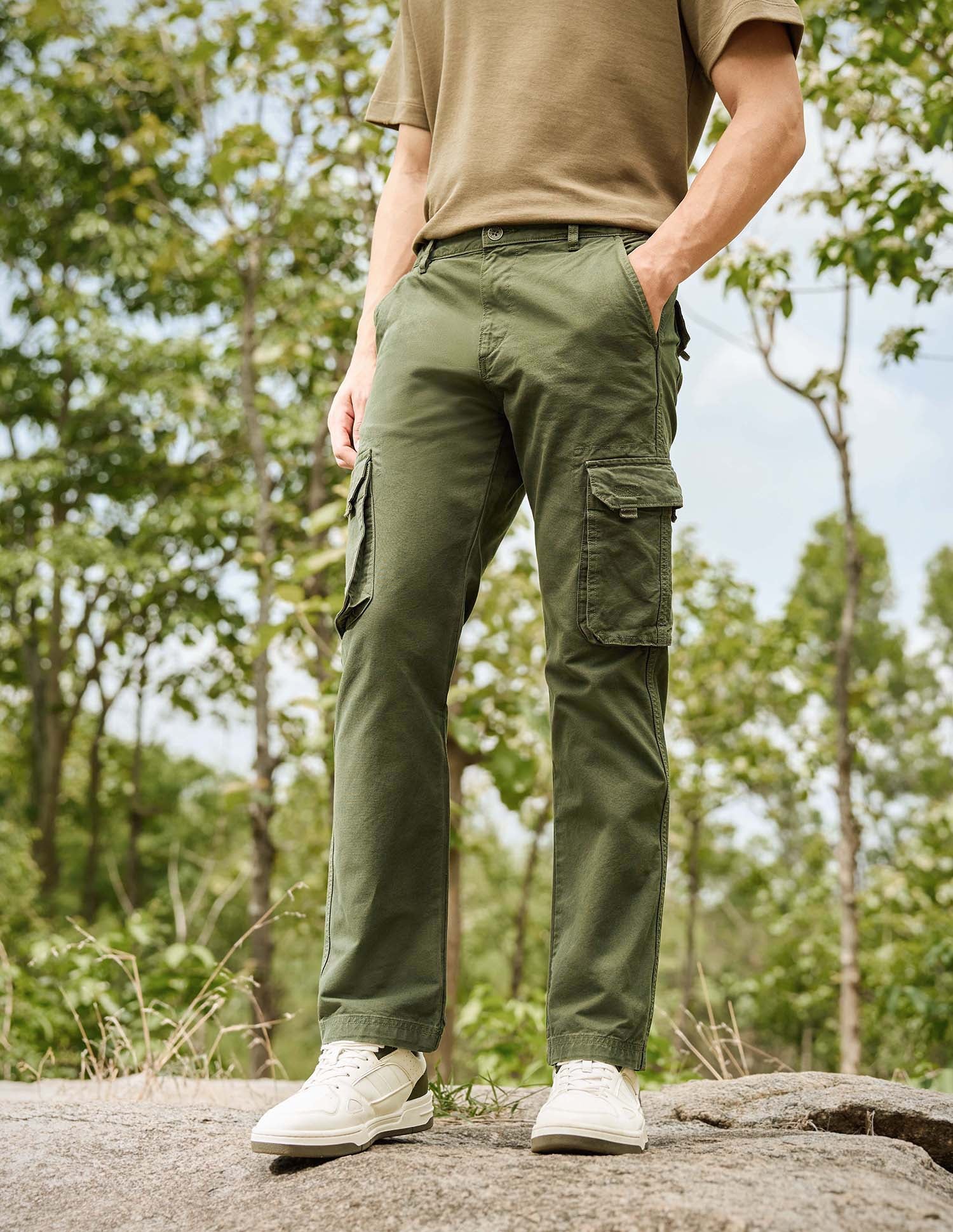 Mid Rise Twill Straight Fit Trousers Olive - U.S. Polo Assn. India | Large