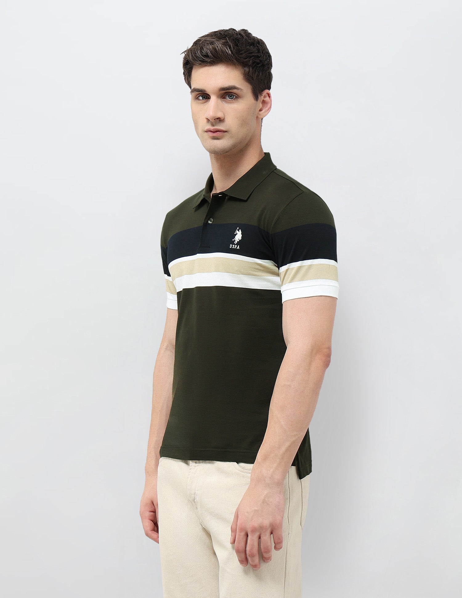 Colourblocked Slim Fit Polo Shirt Olive - U.S. POLO ASSN. | Large