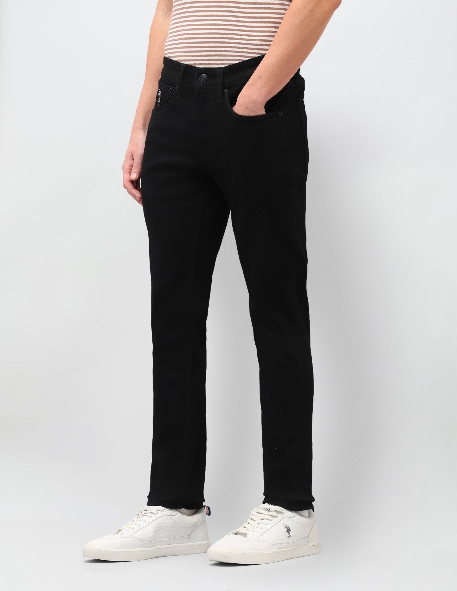 Regallo Skinny Fit Black Jeans Black - U.S. Polo Assn. India | Large