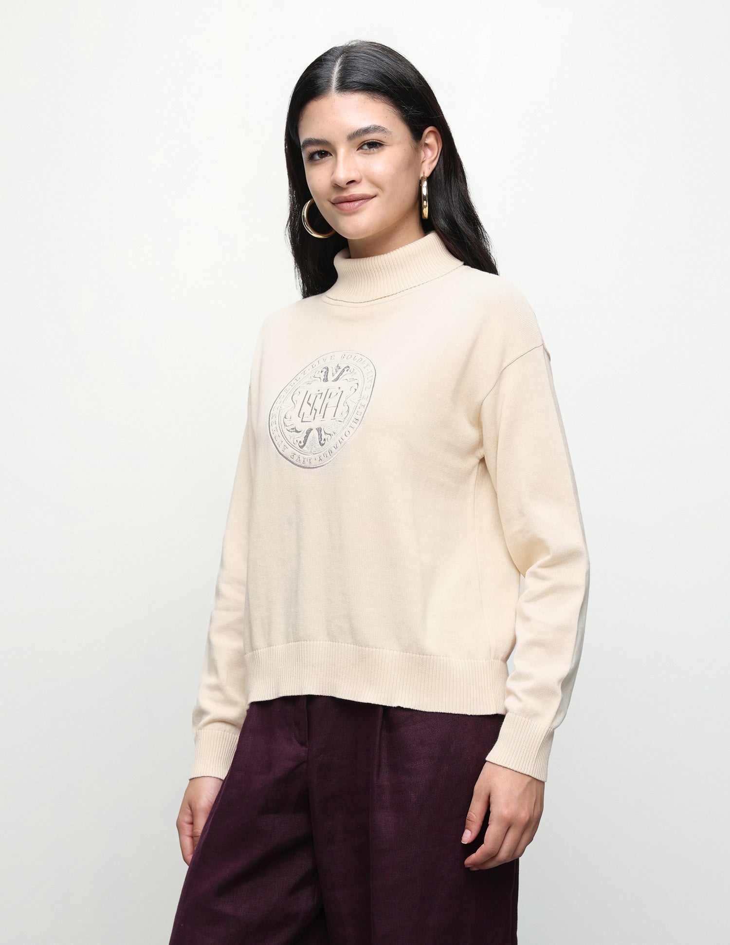 Brand Embroidered Regular Fit Sweater Off White - U.S. Polo Assn. India | Large
