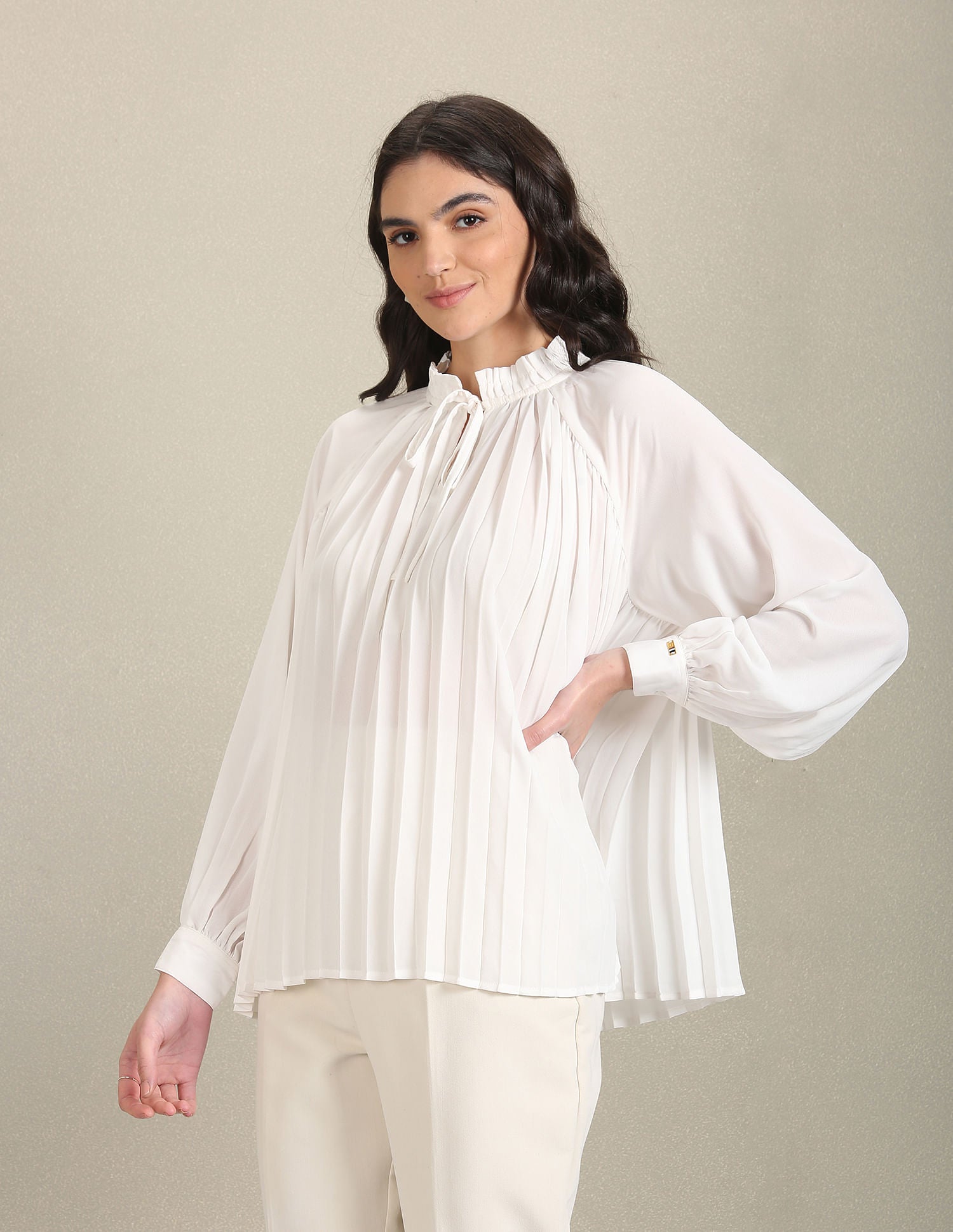 Raglan Sleeve Pleated Top White - U.S. Polo Assn. India | Large