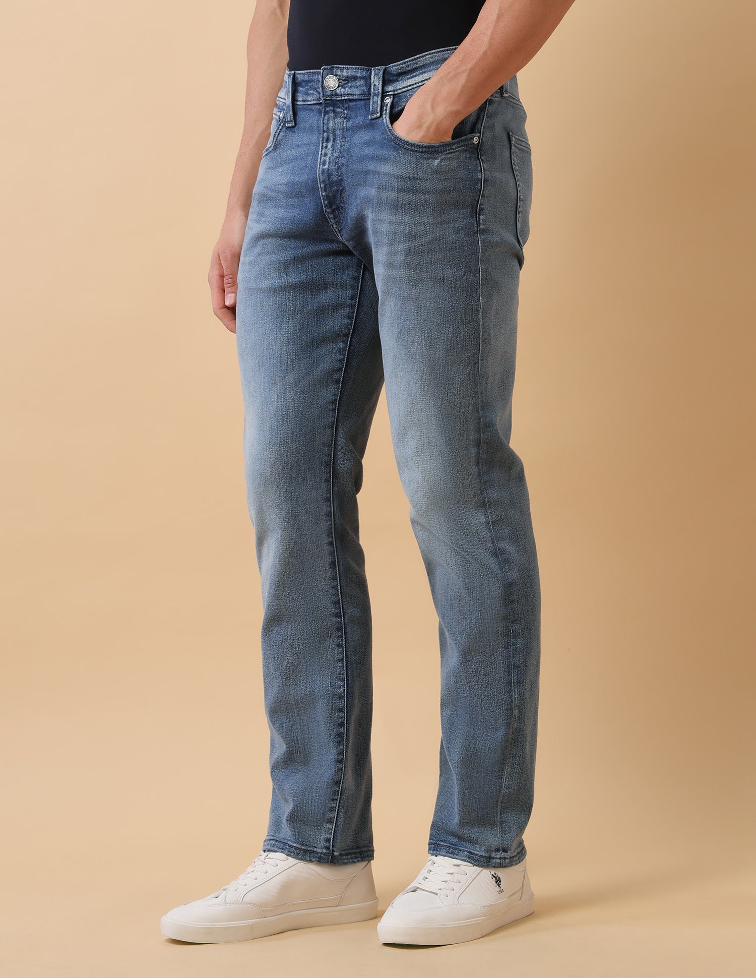 Pacho X Harold Slim Straight Fit Blue Jeans Mid Blue - U.S. Polo Assn. India | Large