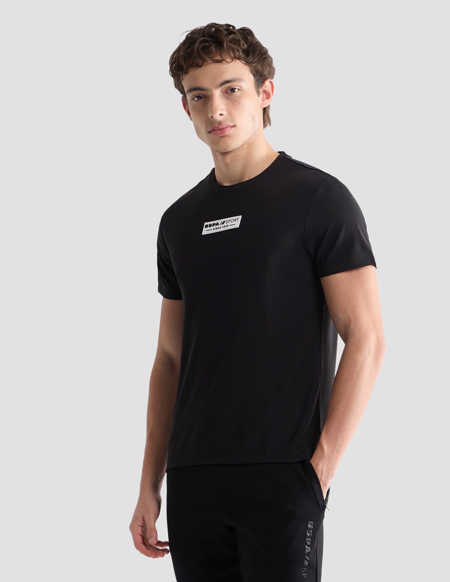 Solid Slim Fit Active T-Shirt Black - U.S. Polo Assn. India | Large