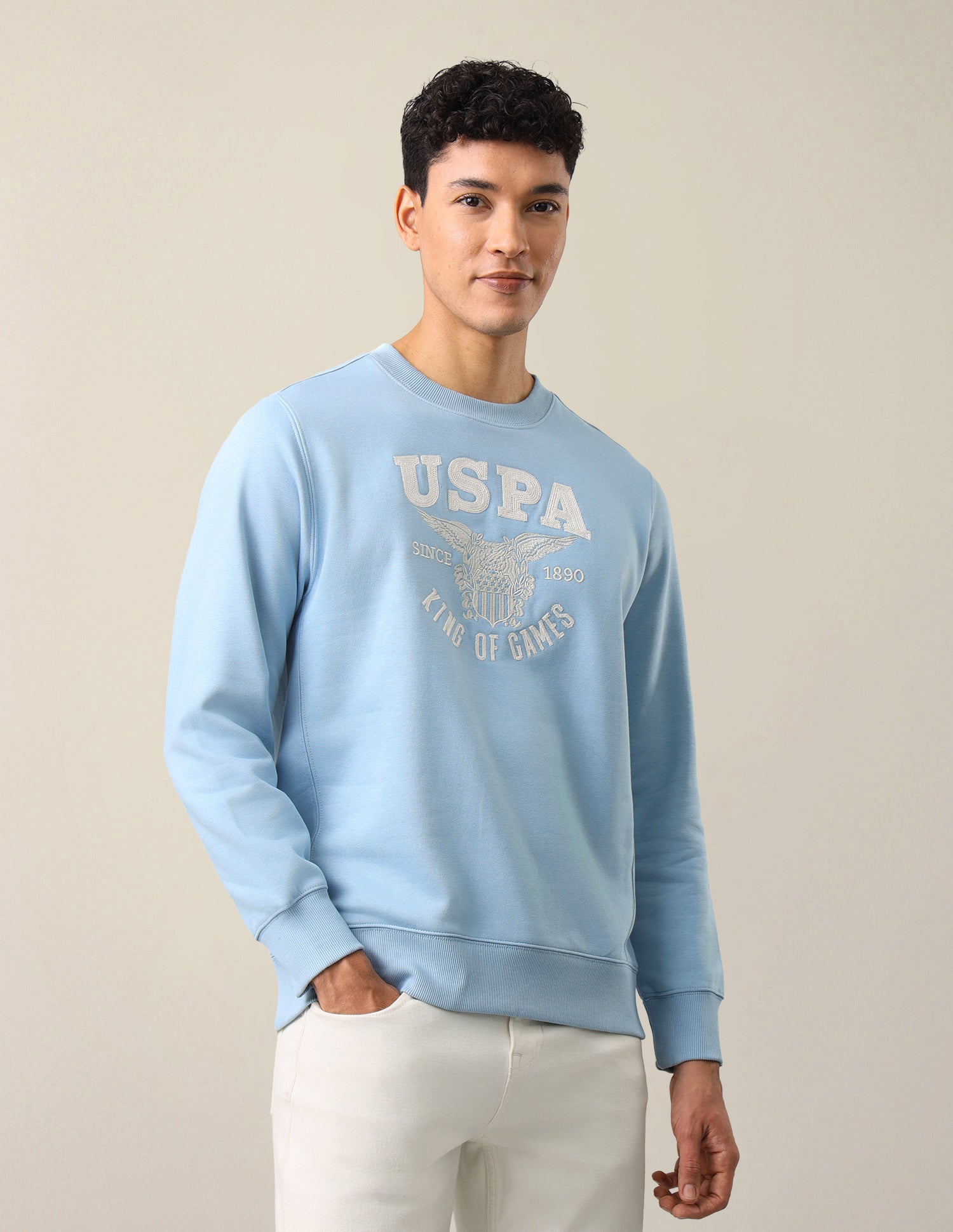 Brand Embroidered Regular Fit Sweatshirt Blue - U.S. Polo Assn. India | Large