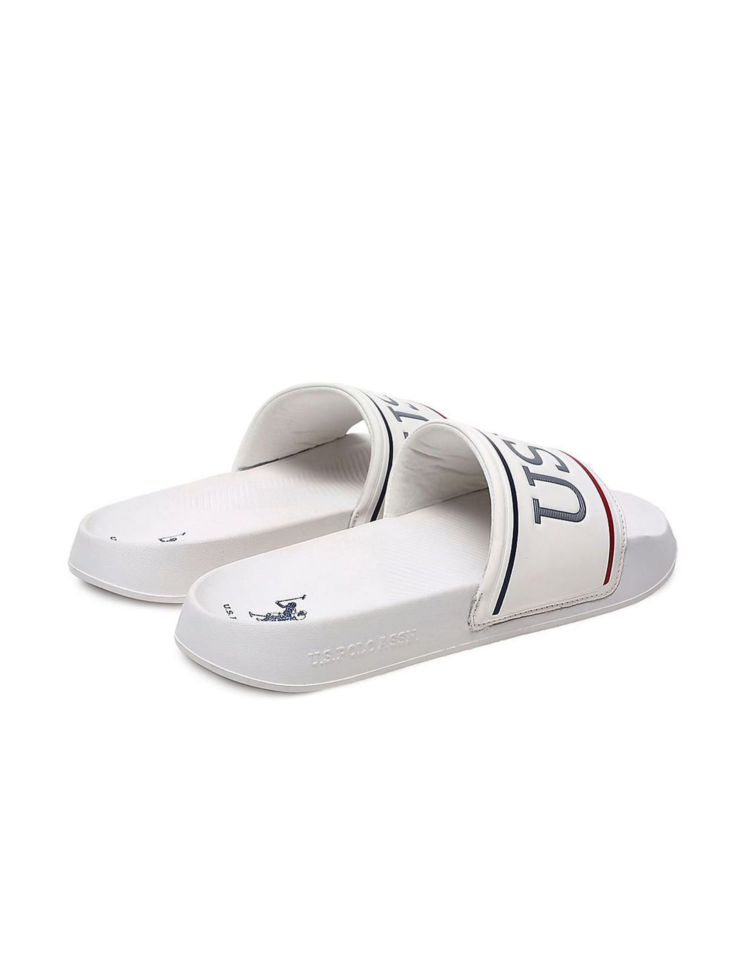 Men Open Toe Logo Cloyee 6.0 Slides White - U.S. Polo Assn. India | Large
