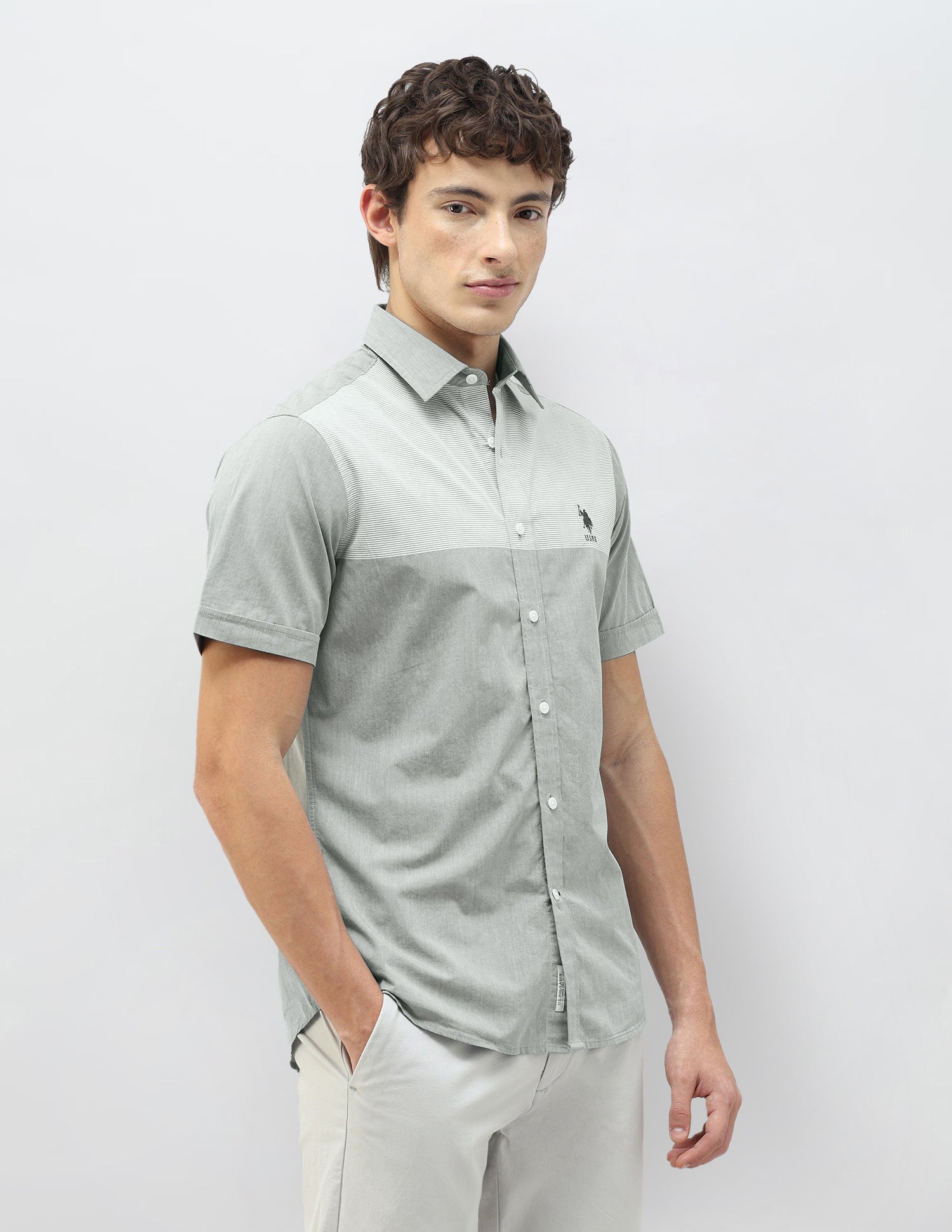 Casa De Campo Regular Fit Shirt Light Olive - U.S. Polo Assn. India | Large