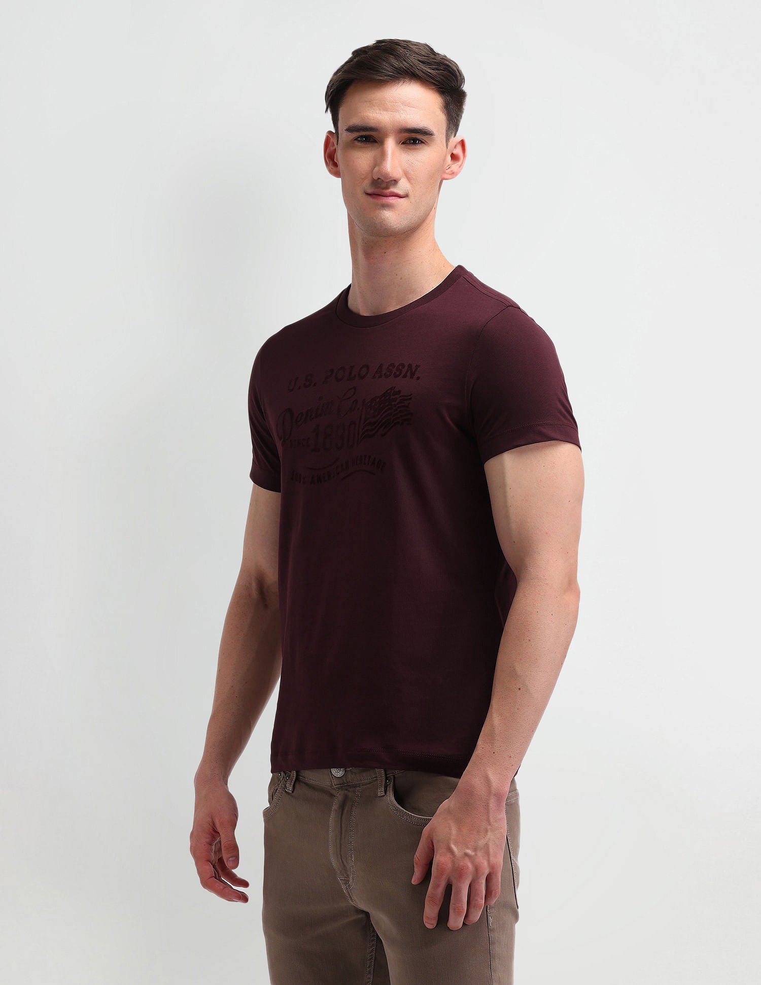 Muscle Fit Brand Print T-Shirt Wine - U.S. POLO ASSN. | Large