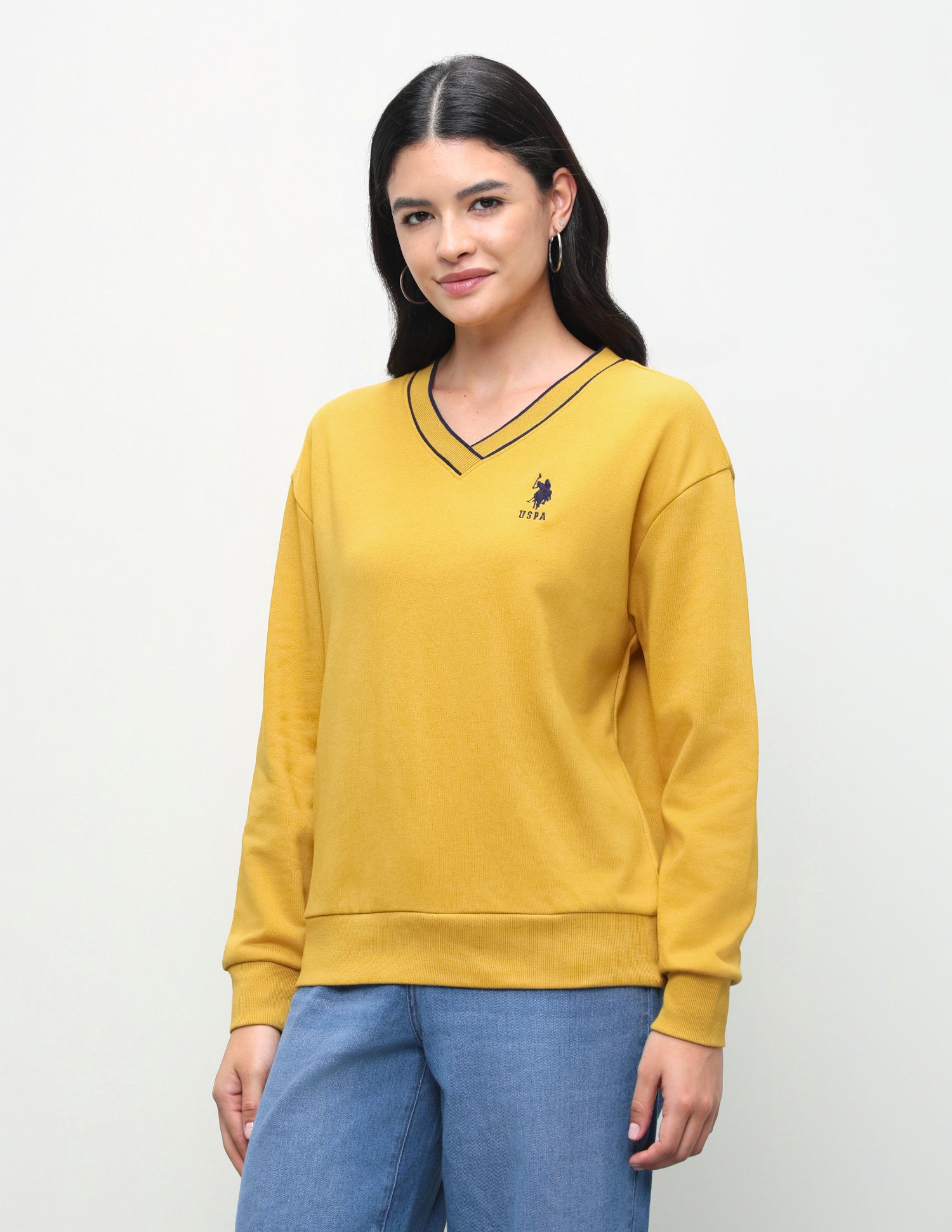 Solid Regular Fit Sweatshirt Mustard - U.S. Polo Assn. India | Large