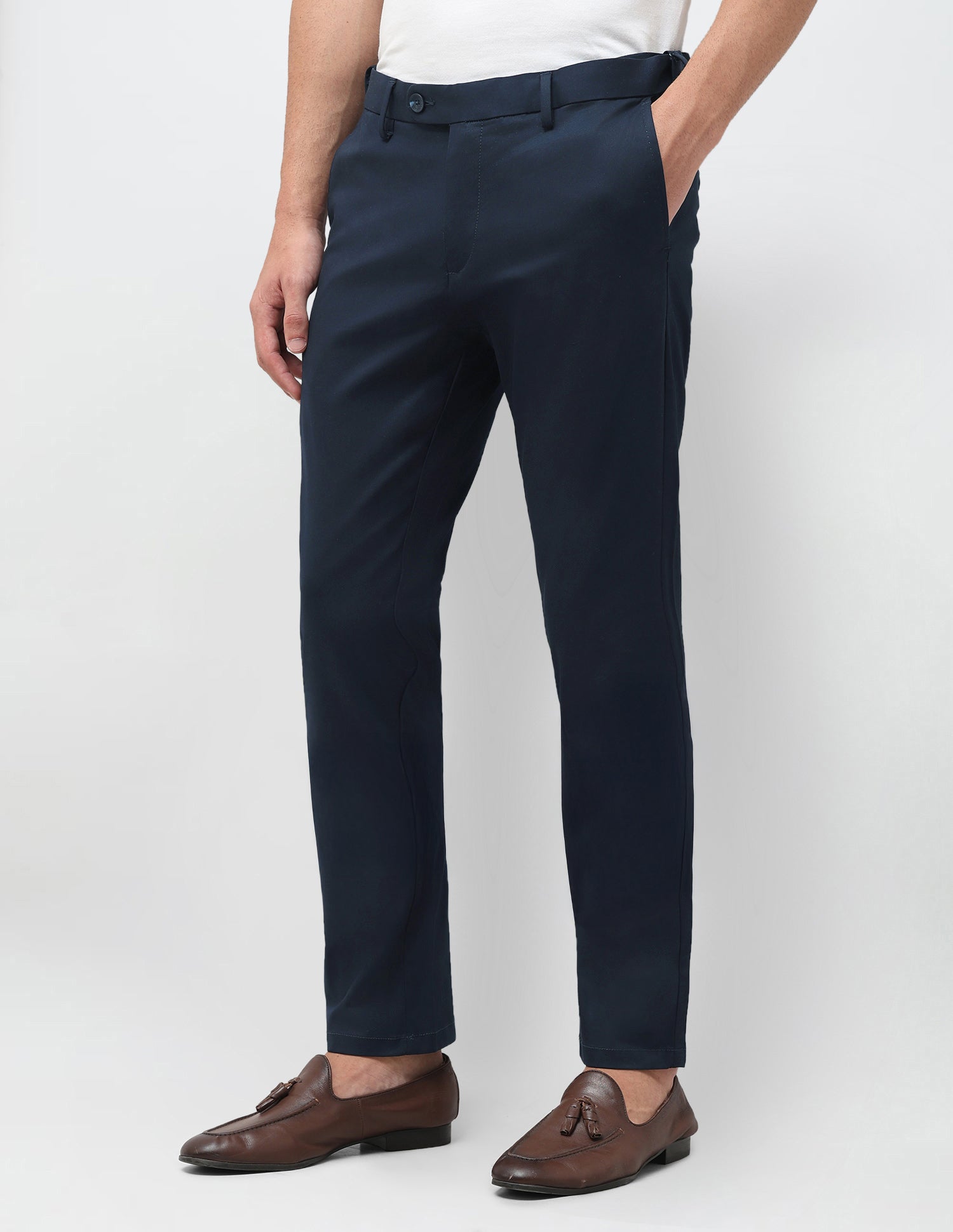 Denver Slim Fit Twill Trousers Navy - U.S. Polo Assn. India | Large