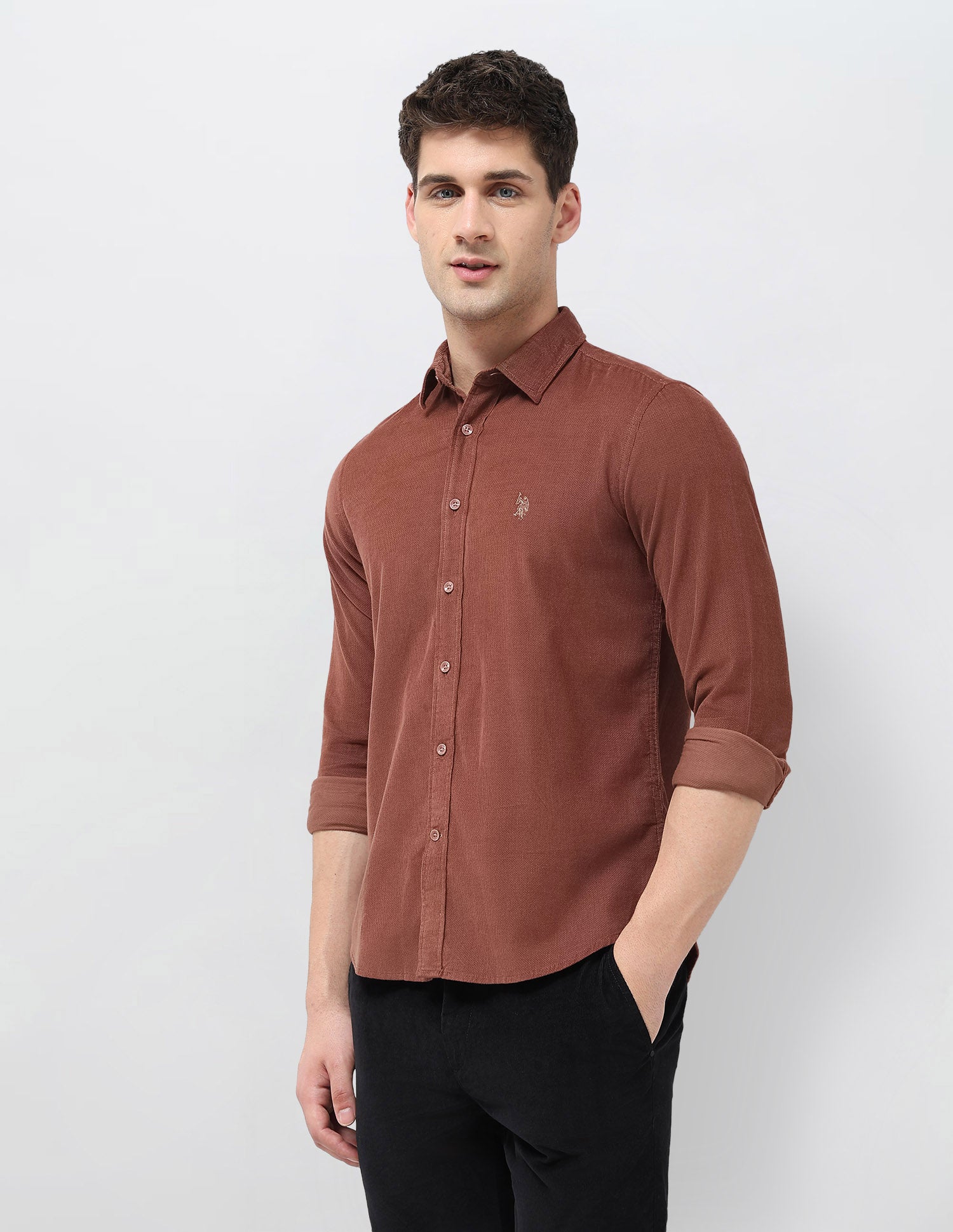 Corduroy Regular Fit Shirt Rust - U.S. POLO ASSN. | Large