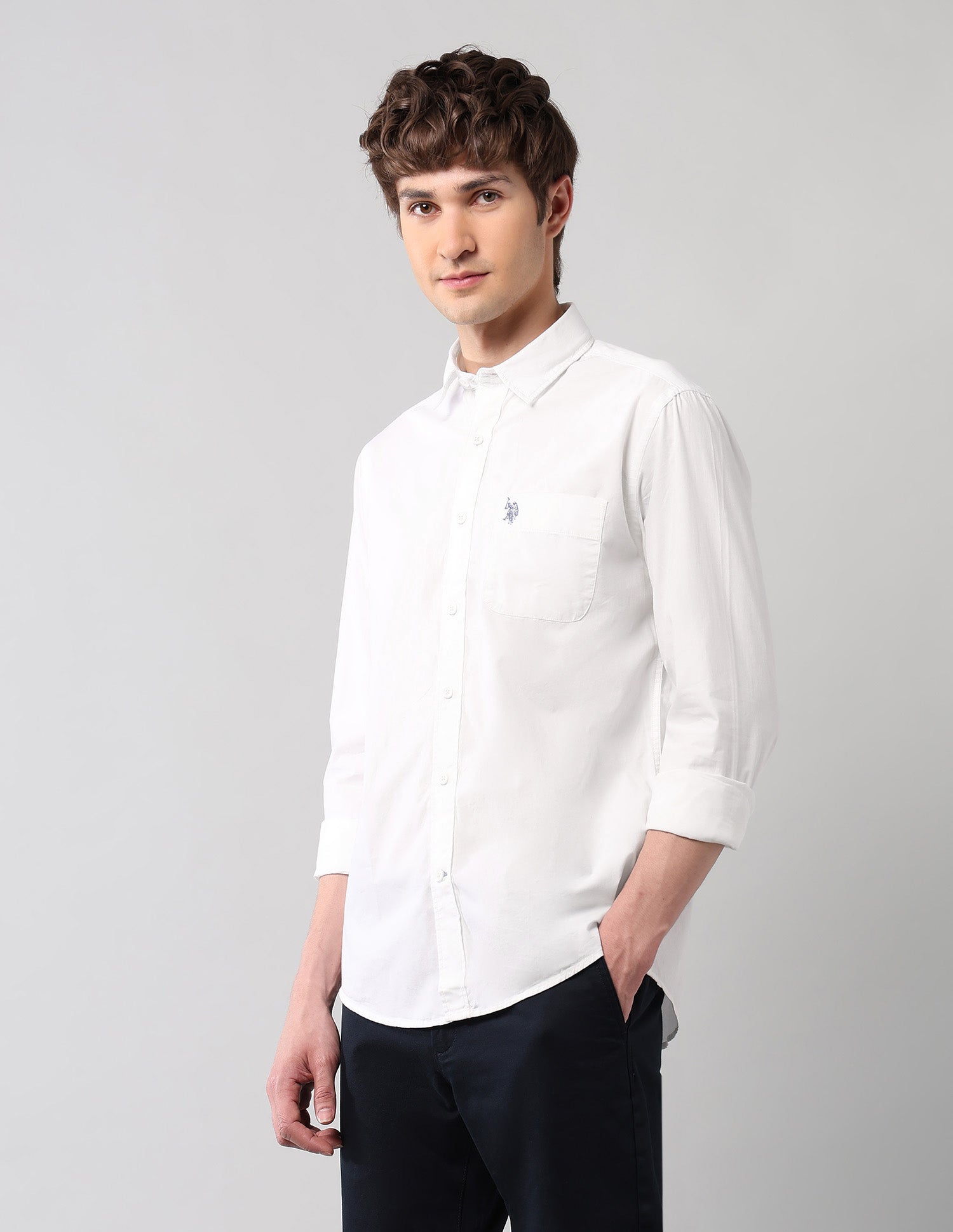 Pure Cotton Regular Fit Shirt White - U.S. Polo Assn. India | Large
