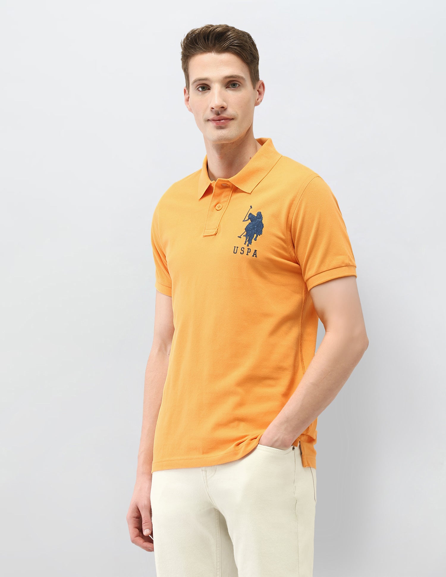 Solid Slim Fit Polo Shirt Mustard - U.S. Polo Assn. India | Large