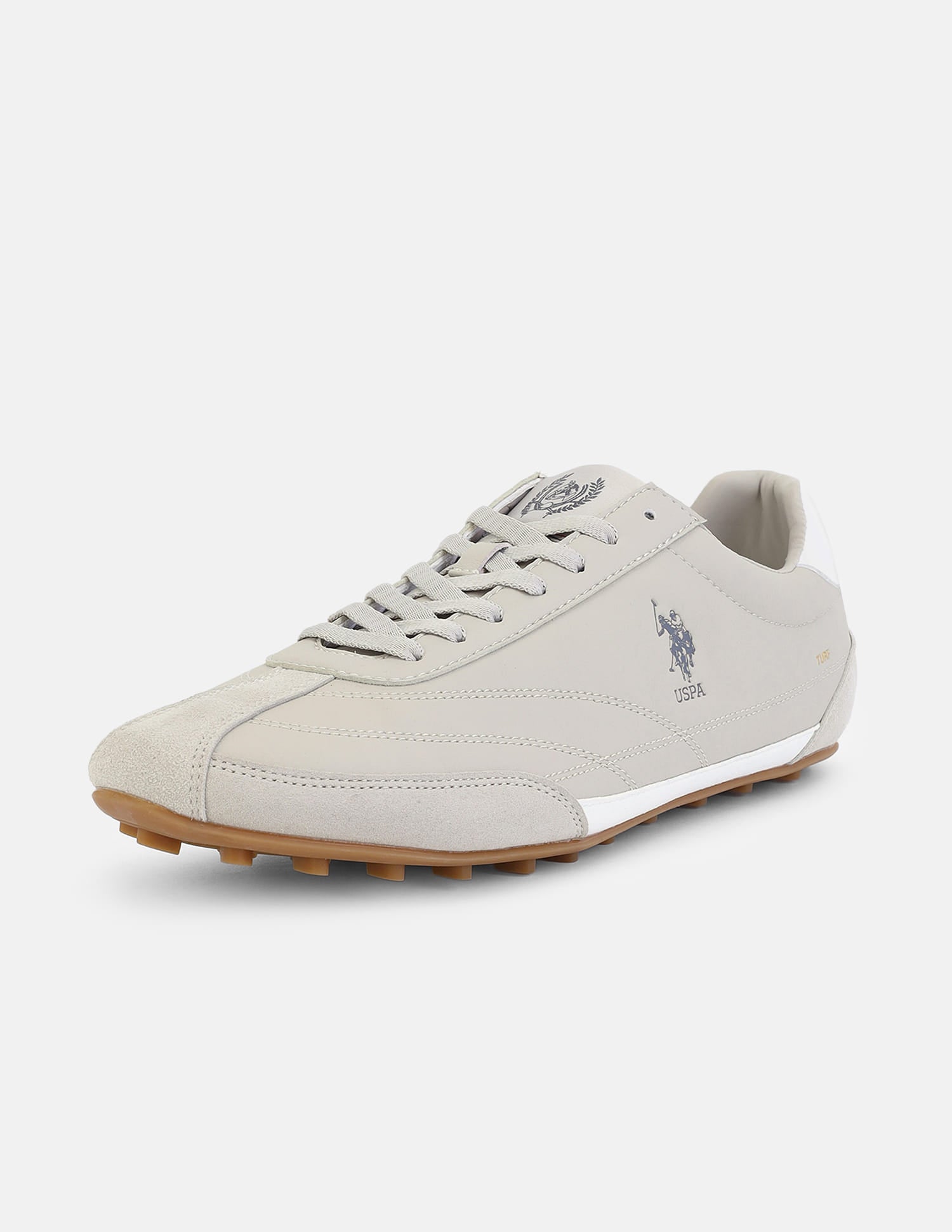 Round Toe Suede Turf Sneakers Light Beige - U.S. Polo Assn. India | Large
