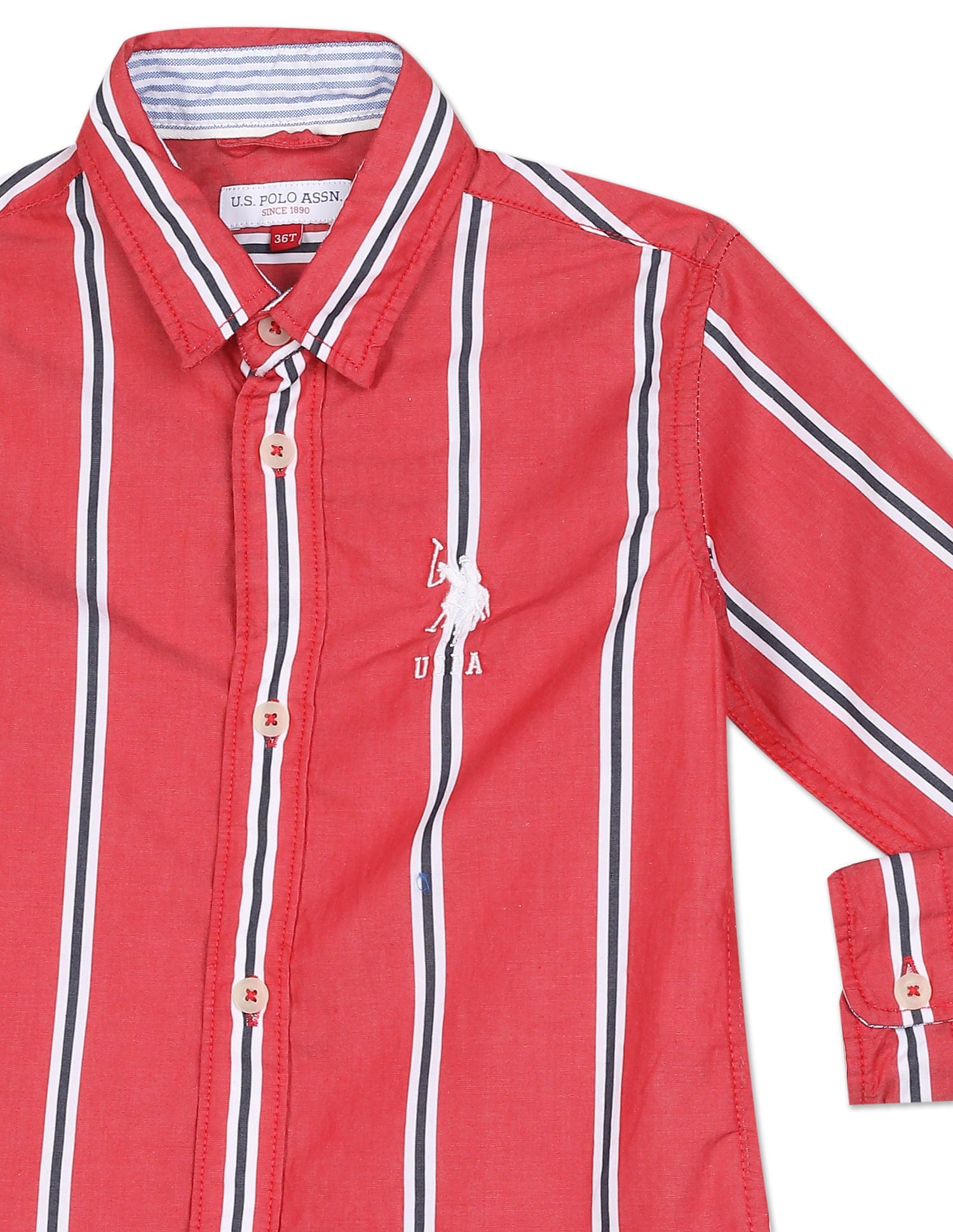 Spread Collar Striped Shirt Red - U.S. Polo Assn. India | Large
