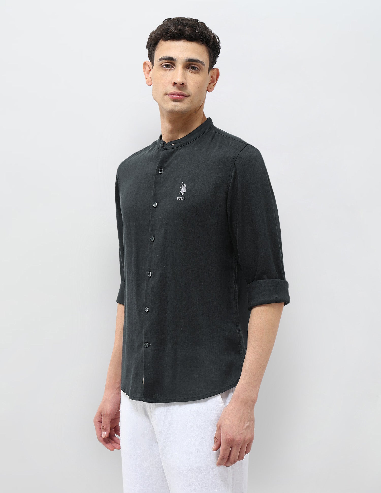 Solid Regular Fit Shirt Dark Grey - U.S. Polo Assn. India | Large