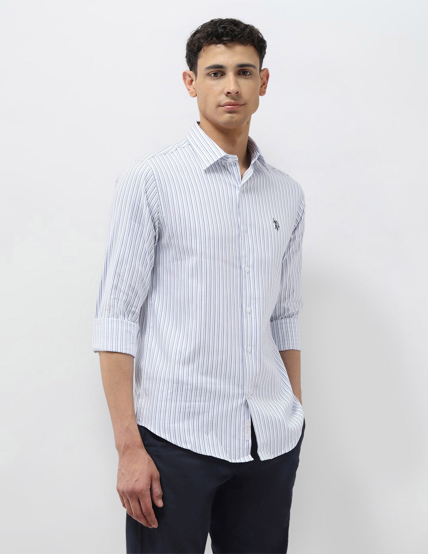 Dobby Tailored Fit Shirt Blue - U.S. POLO ASSN. | Large