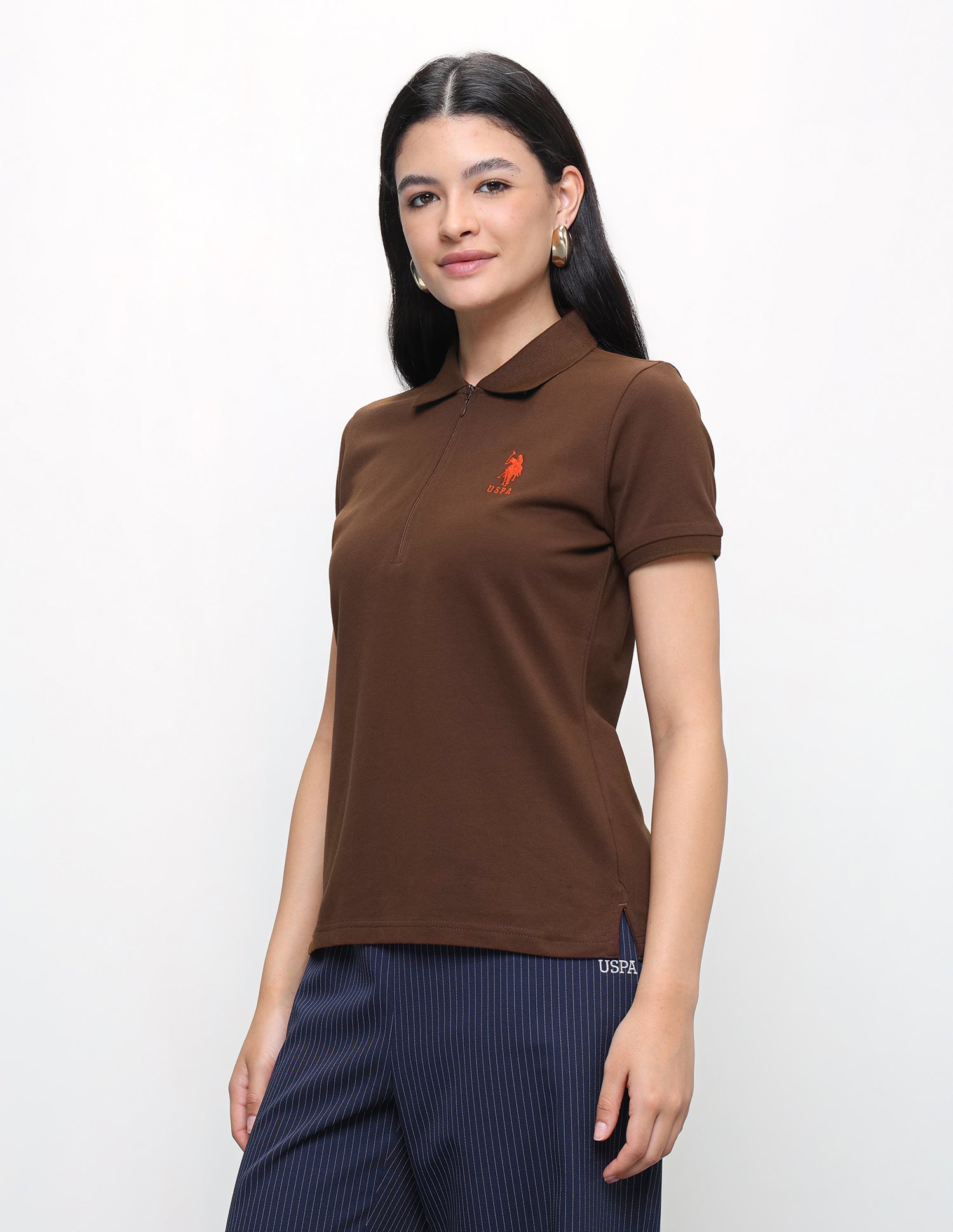 Solid Regular Fit Polo Shirt Brown - U.S. Polo Assn. India | Large