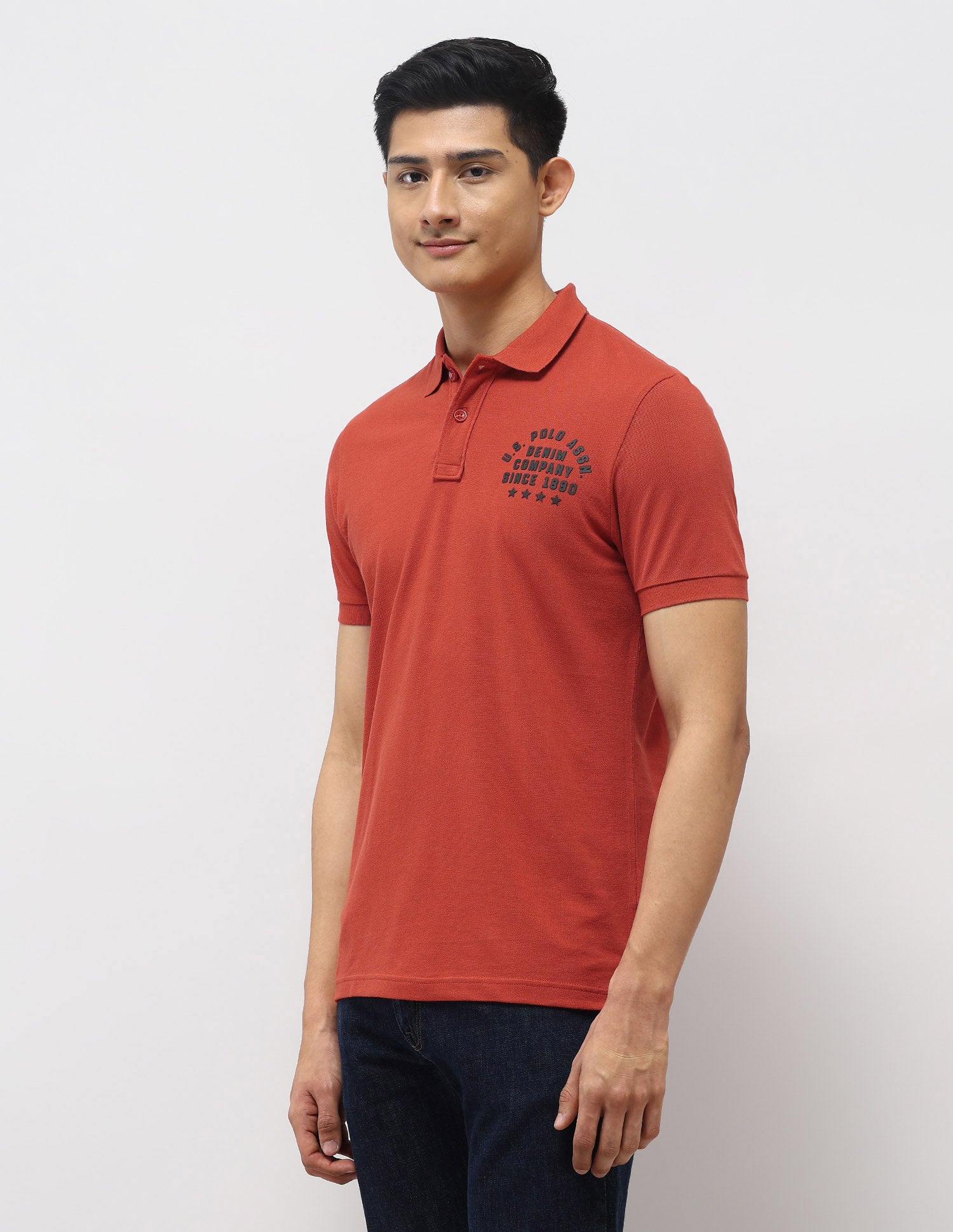 Brand Embossed Muscle Fit Polo Shirt Red - U.S. Polo Assn. India | Large