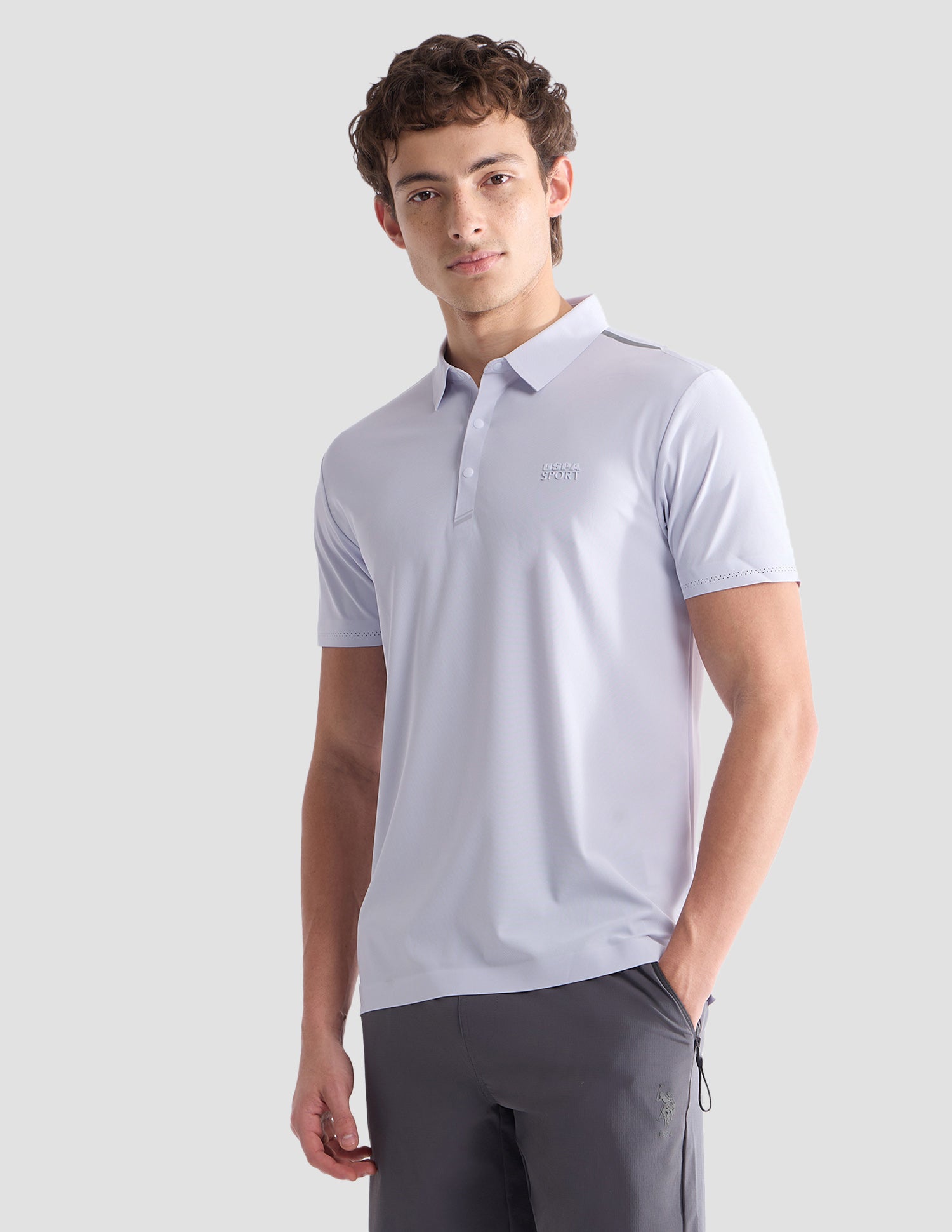 Solid Slim Fit Active Polo Shirt Light Blue - U.S. Polo Assn. India | Large