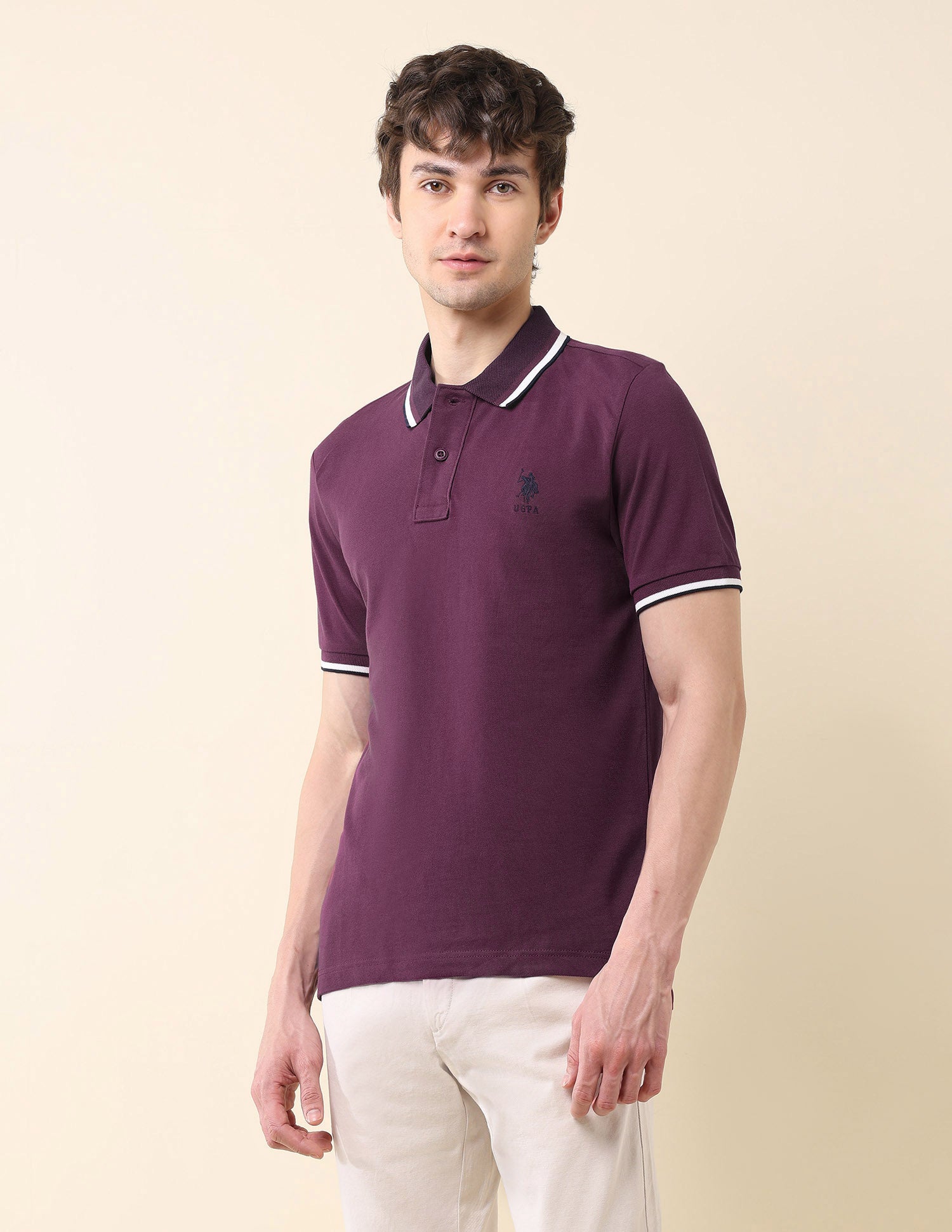 Solid Pure Cotton Classic Polo Shirt Violet - U.S. Polo Assn. India | Large