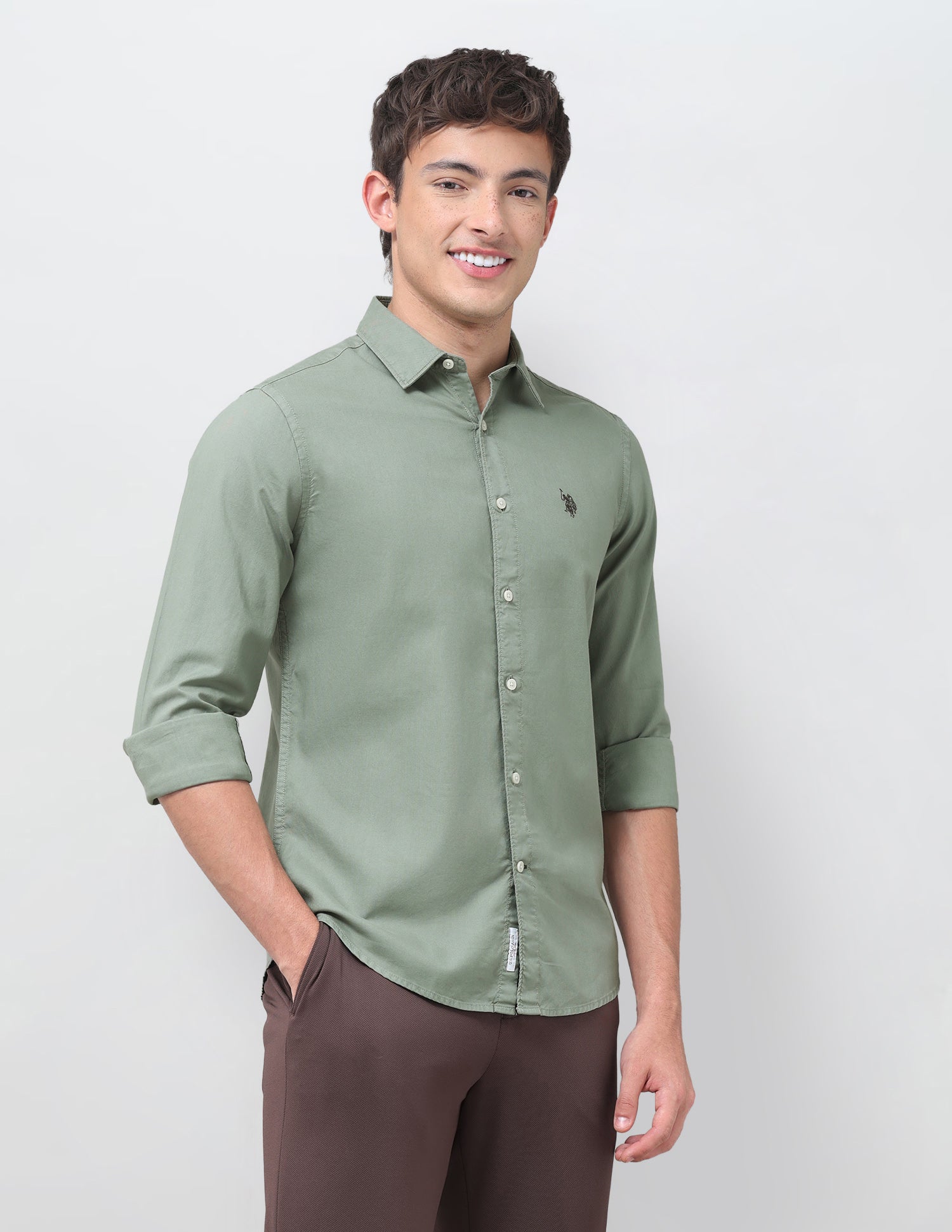 Solid Tailored Fit Shirt Mint - U.S. Polo Assn. India | Large