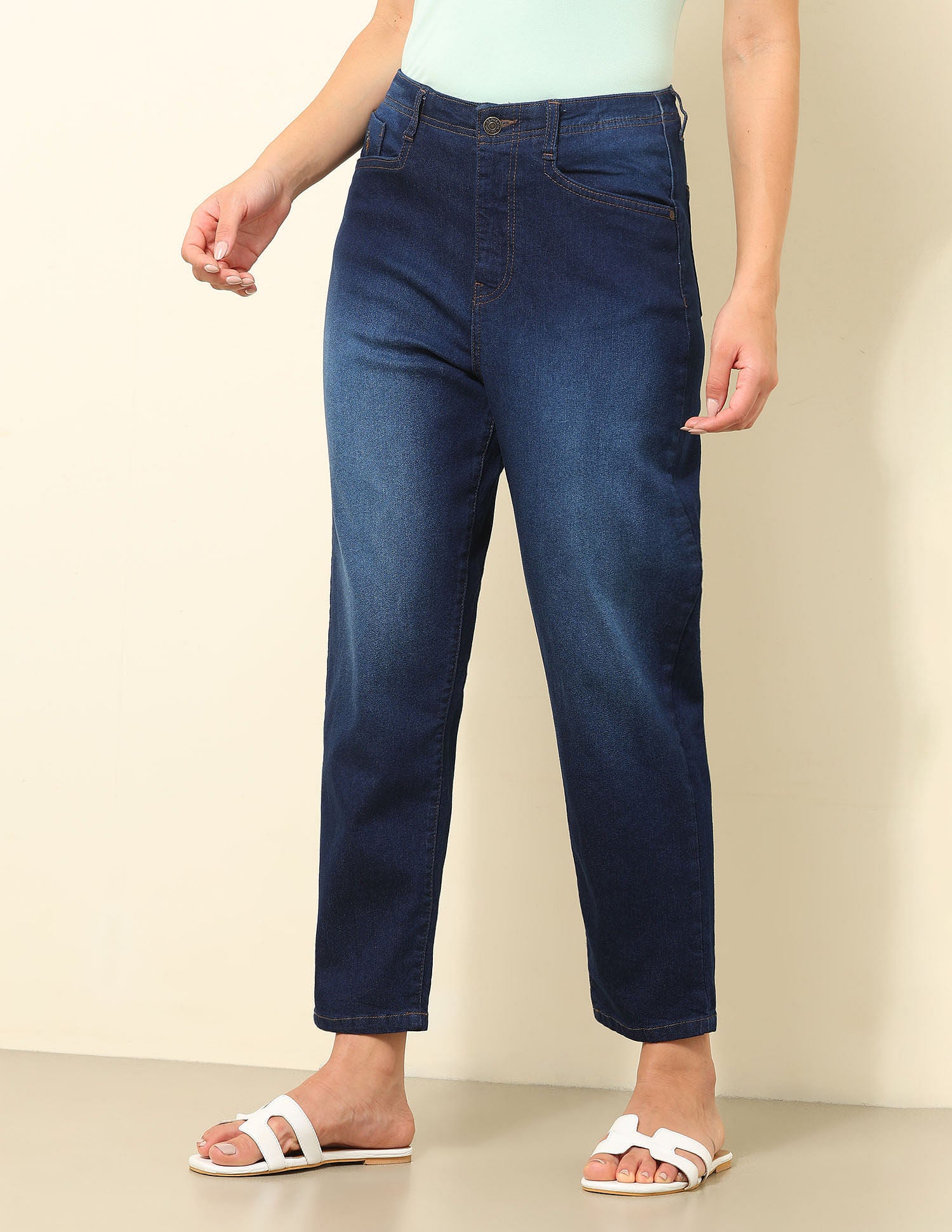 High Rise Carrot Fit Jeans Dark Blue - U.S. Polo Assn. India | Large