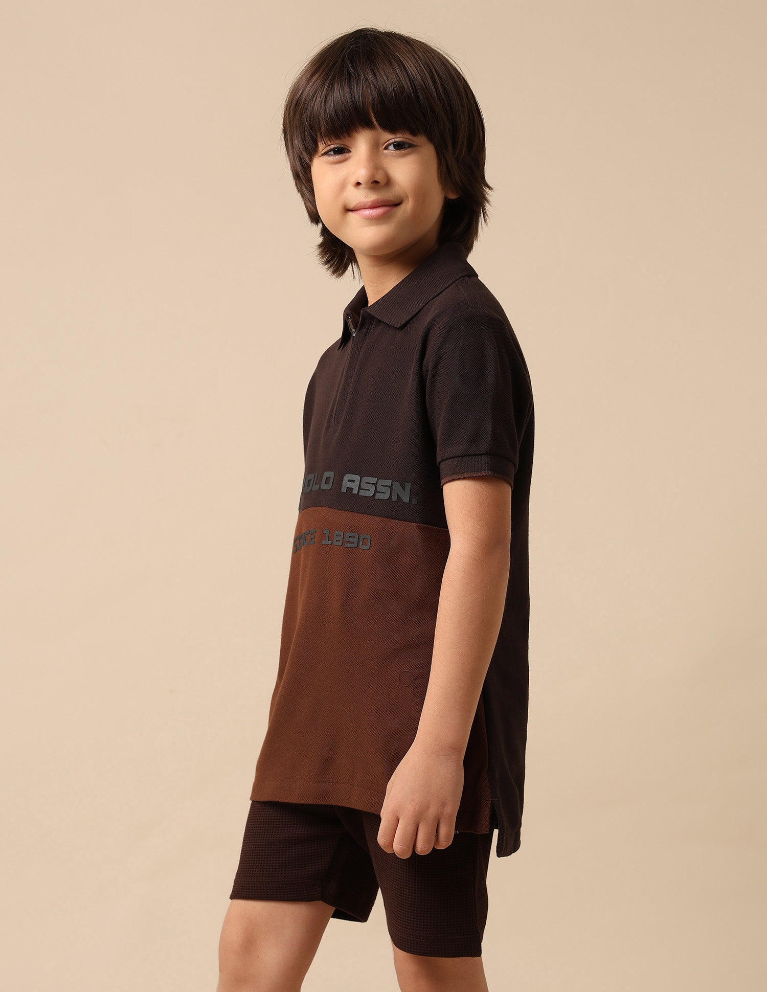 Boys Colour Blocked Brand Embossed Polo Shirt Dark Brown - U.S. POLO ASSN. | Large