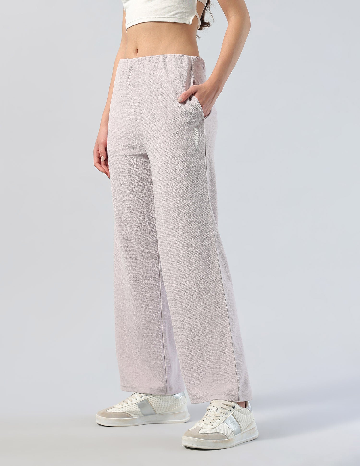 Textured Straight Fit Lounge Trousers Pink - U.S. POLO ASSN. | Large