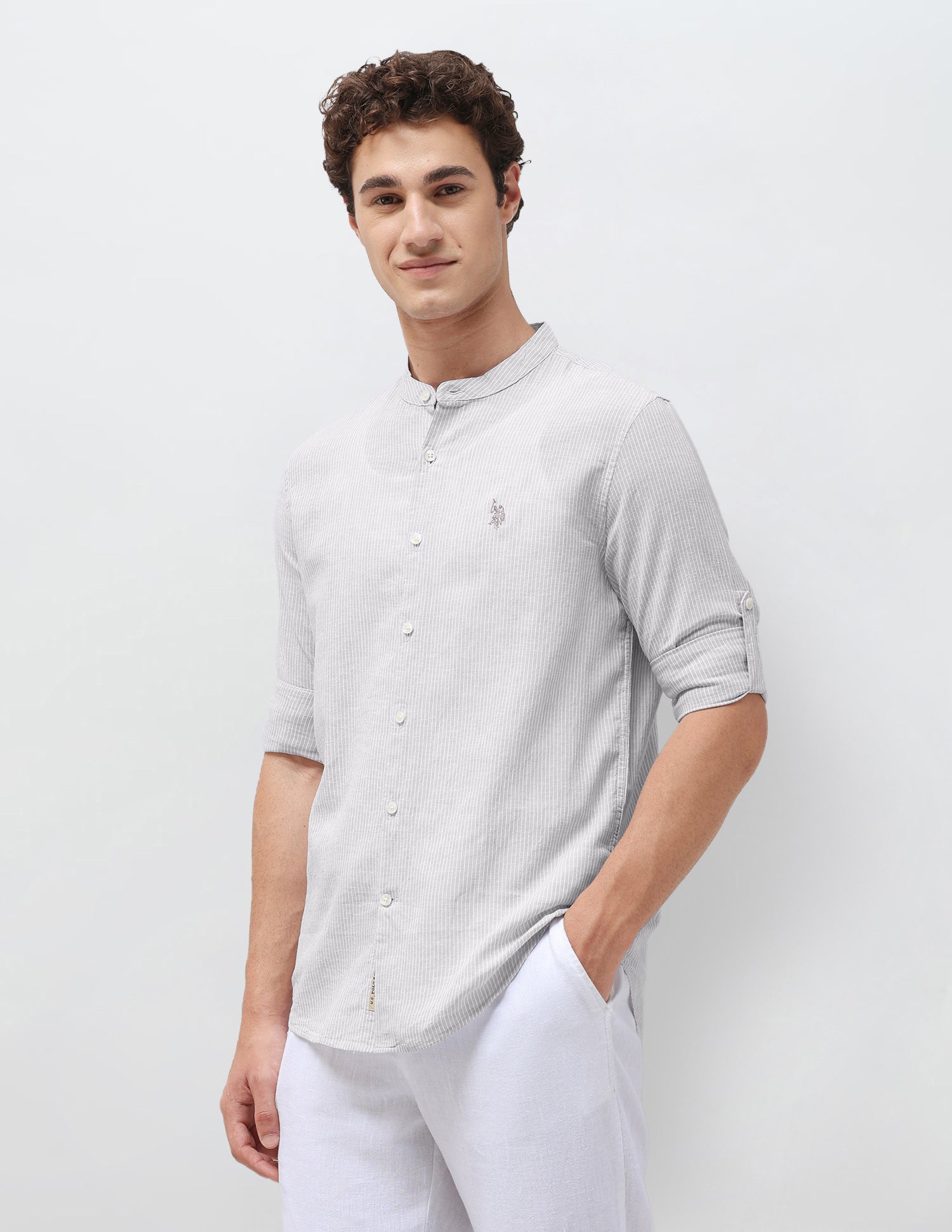 Vertical Striped Regular Fit Shirt Grey - U.S. Polo Assn. India | Large