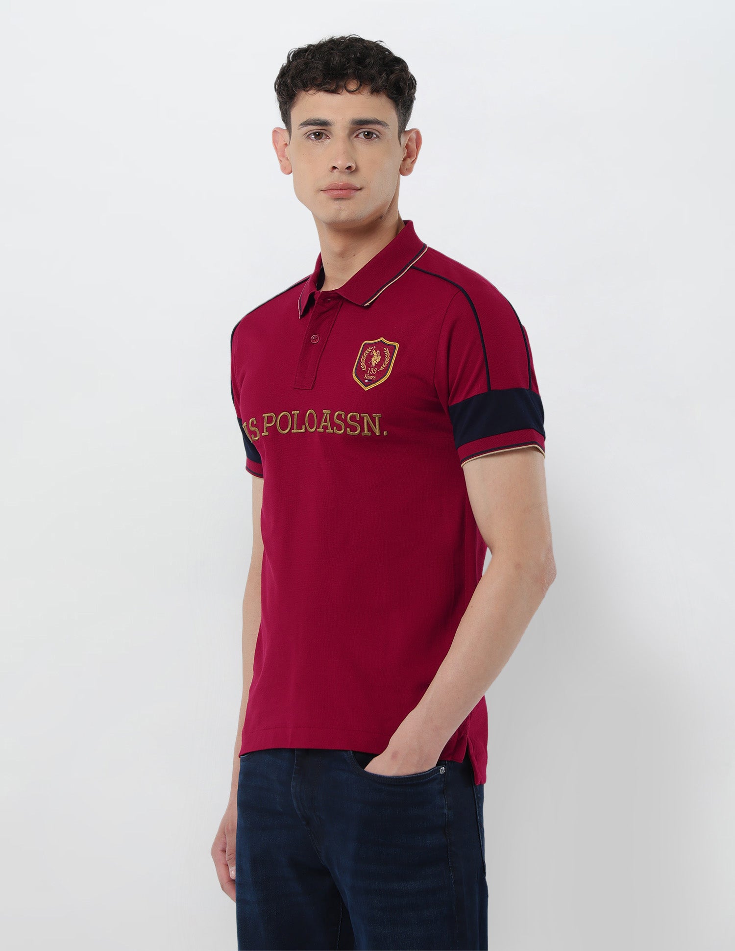Brand Embroidered Slim Fit Polo Shirt Dark Red - U.S. POLO ASSN. | Large
