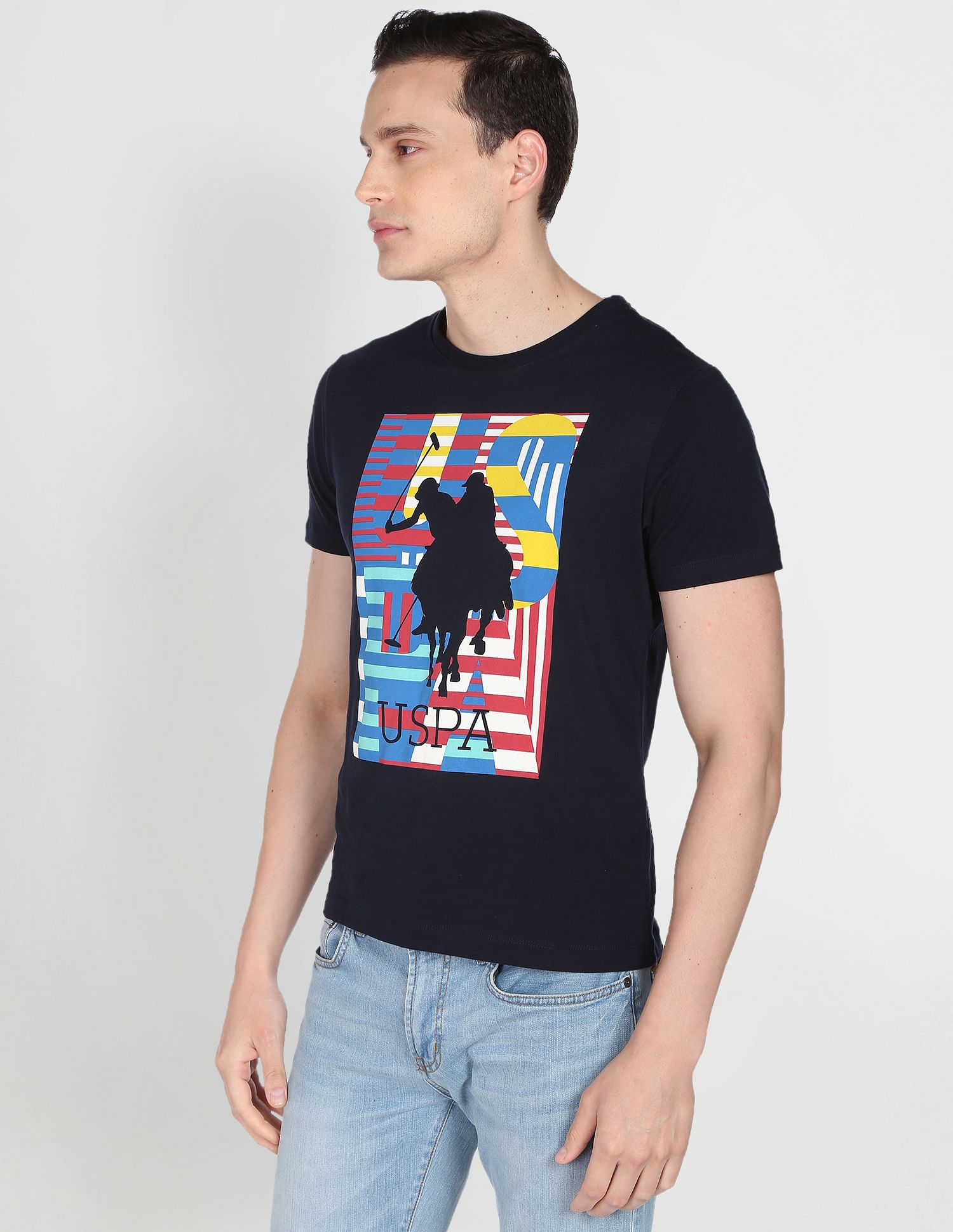 Graphic Print Cotton T-Shirt Navy - U.S. POLO ASSN. | Large