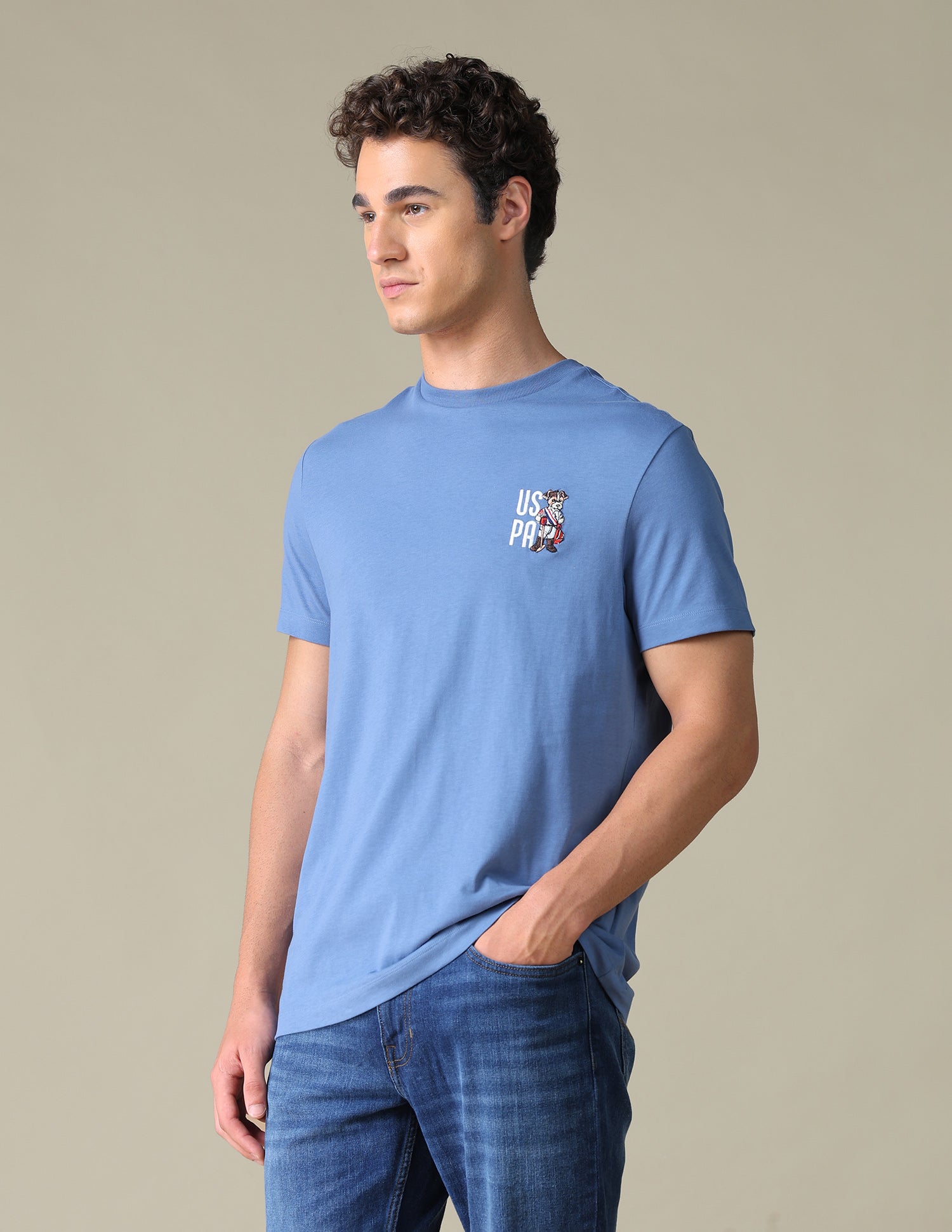 Graphic Brand Printed Slim Fit T-Shirt Blue - U.S. Polo Assn. India | Large