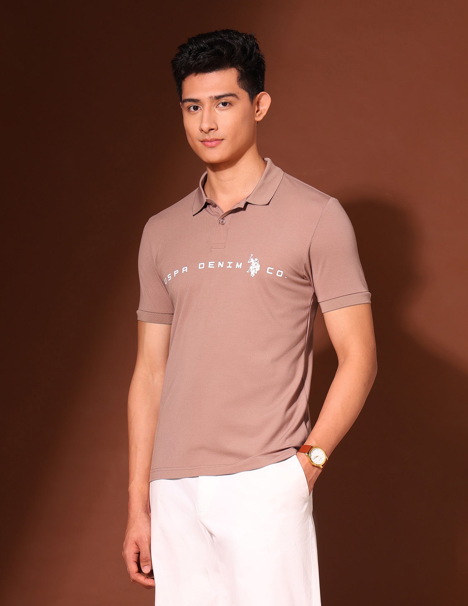 Brand Printed Work And Wander Polo Shirt Pink - U.S. POLO ASSN. | Large