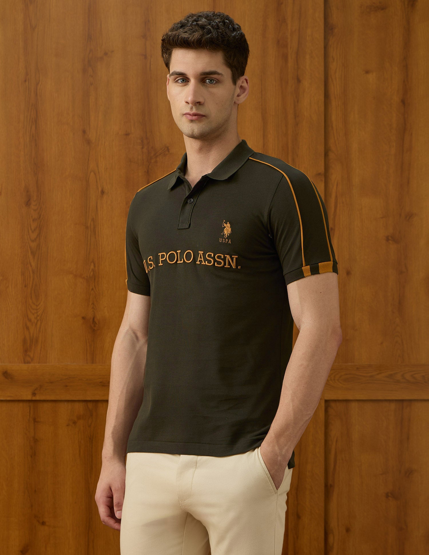Brand Embroidered Equestrian Aisle Theater Polo Shirt Olive - U.S. POLO ASSN. | Large