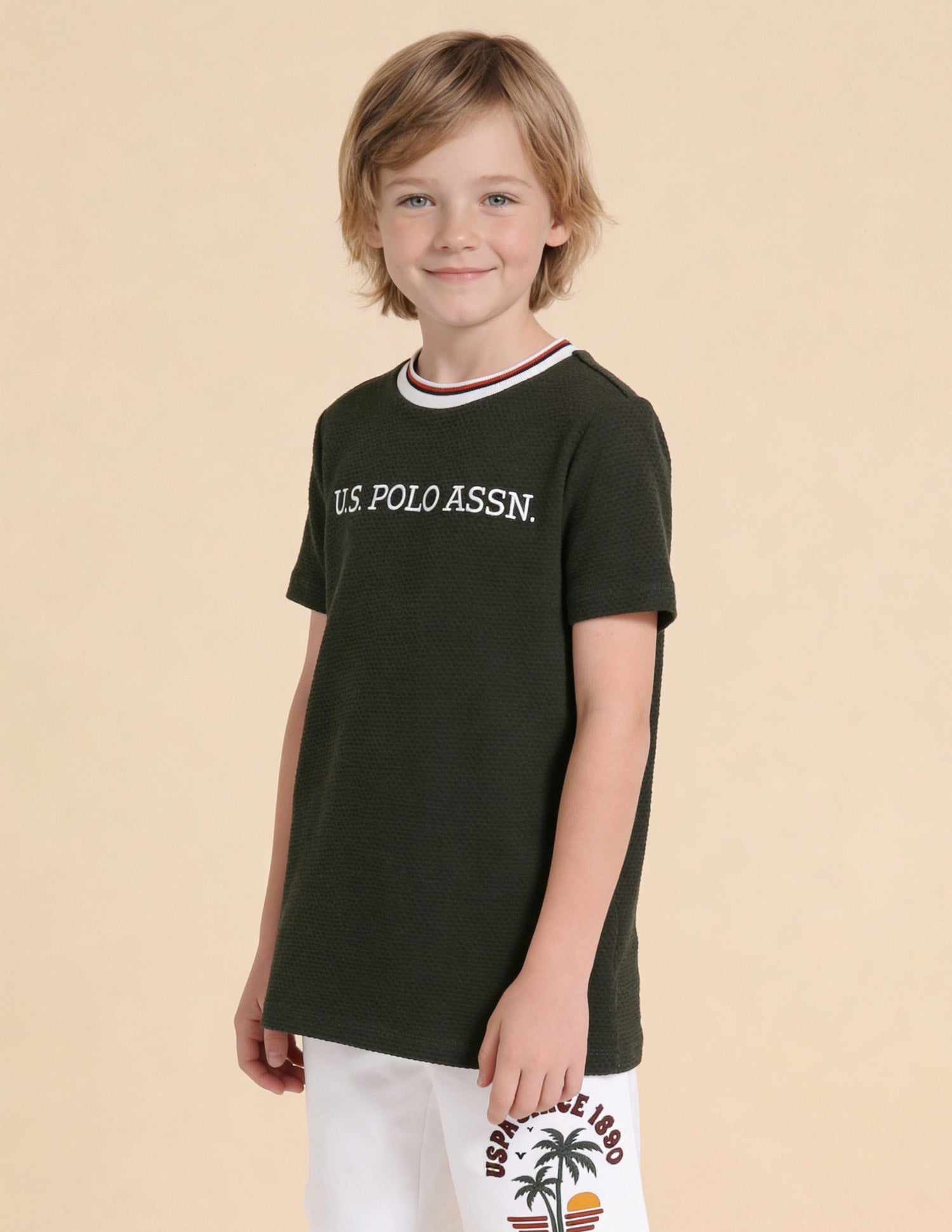 Self Design Brand Embroidered Regular Fit T-Shirt Dark Green - U.S. Polo Assn. India | Large