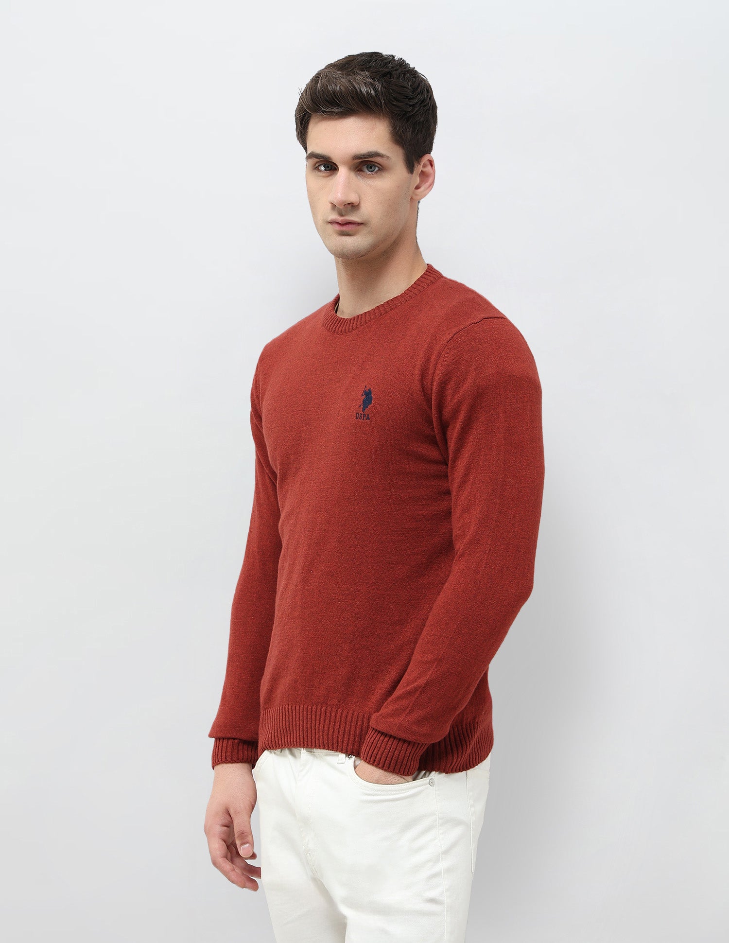 Heathered Regular Fit Sweater Rust - U.S. POLO ASSN. | Large