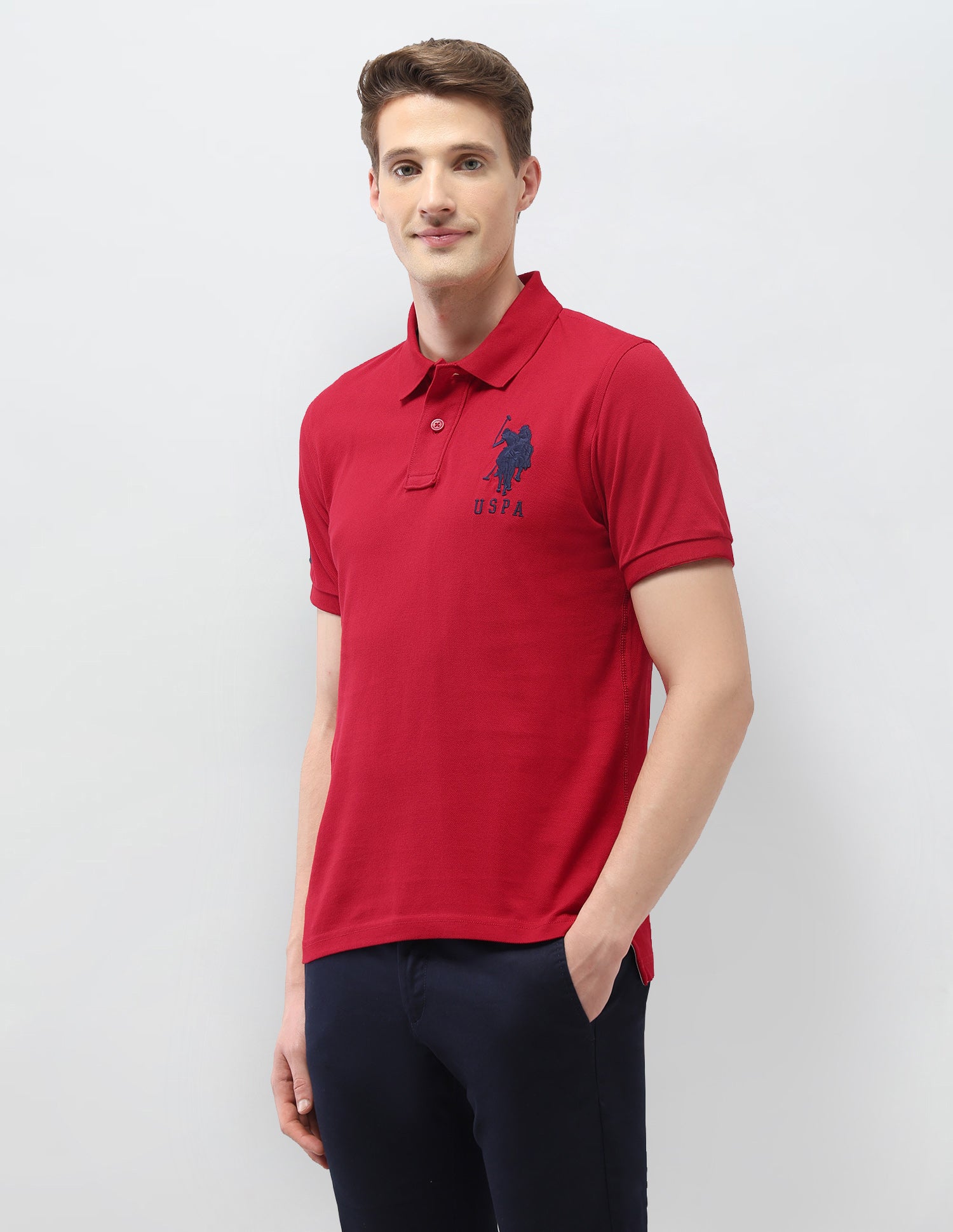 Solid Regular Fit Polo Shirt Red - U.S. Polo Assn. India | Large