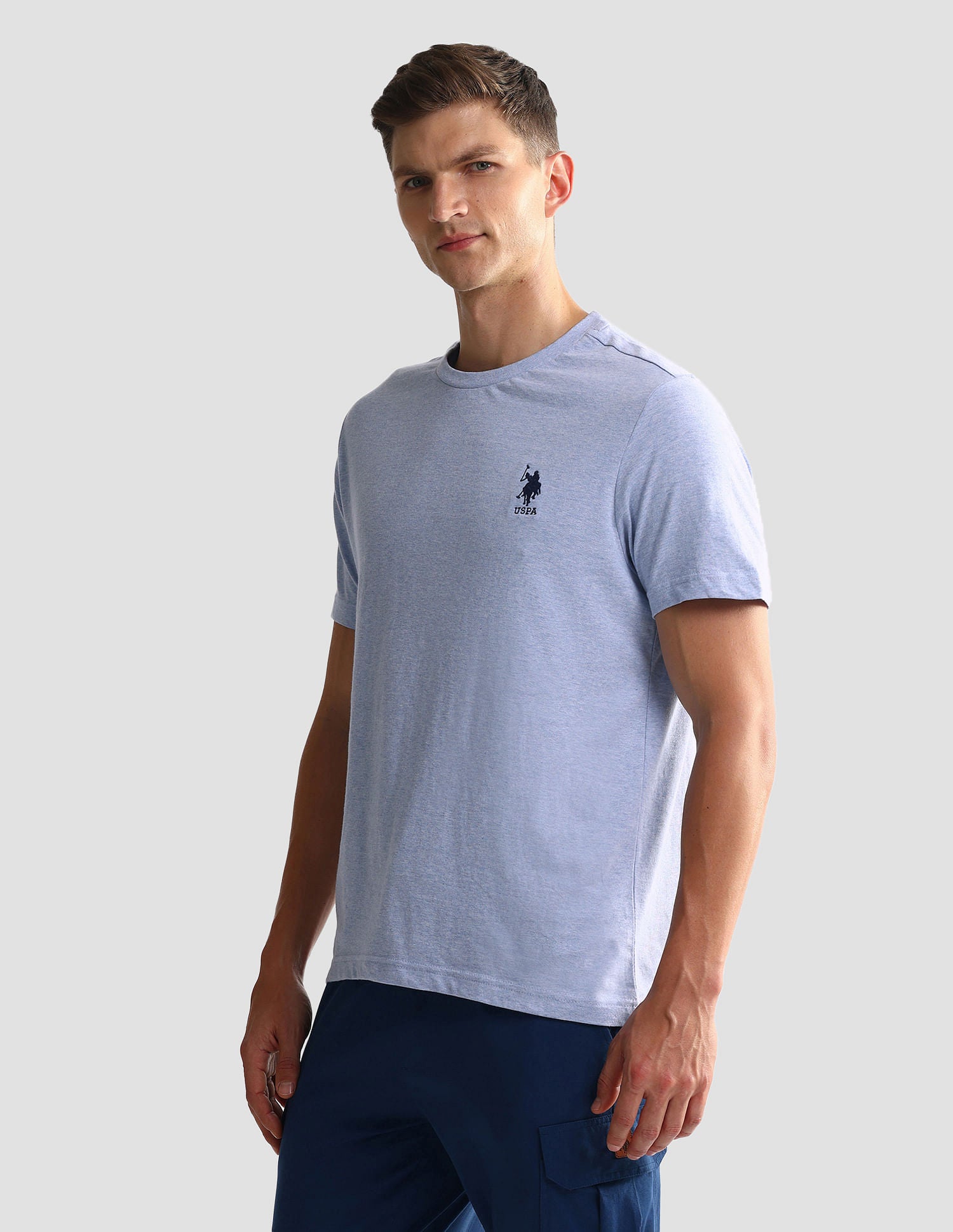 Tonal Logo Cotton 1633 Lounge T-Shirt - Pack Of 2 Olive and Blue Mel - U.S. POLO ASSN. | Large