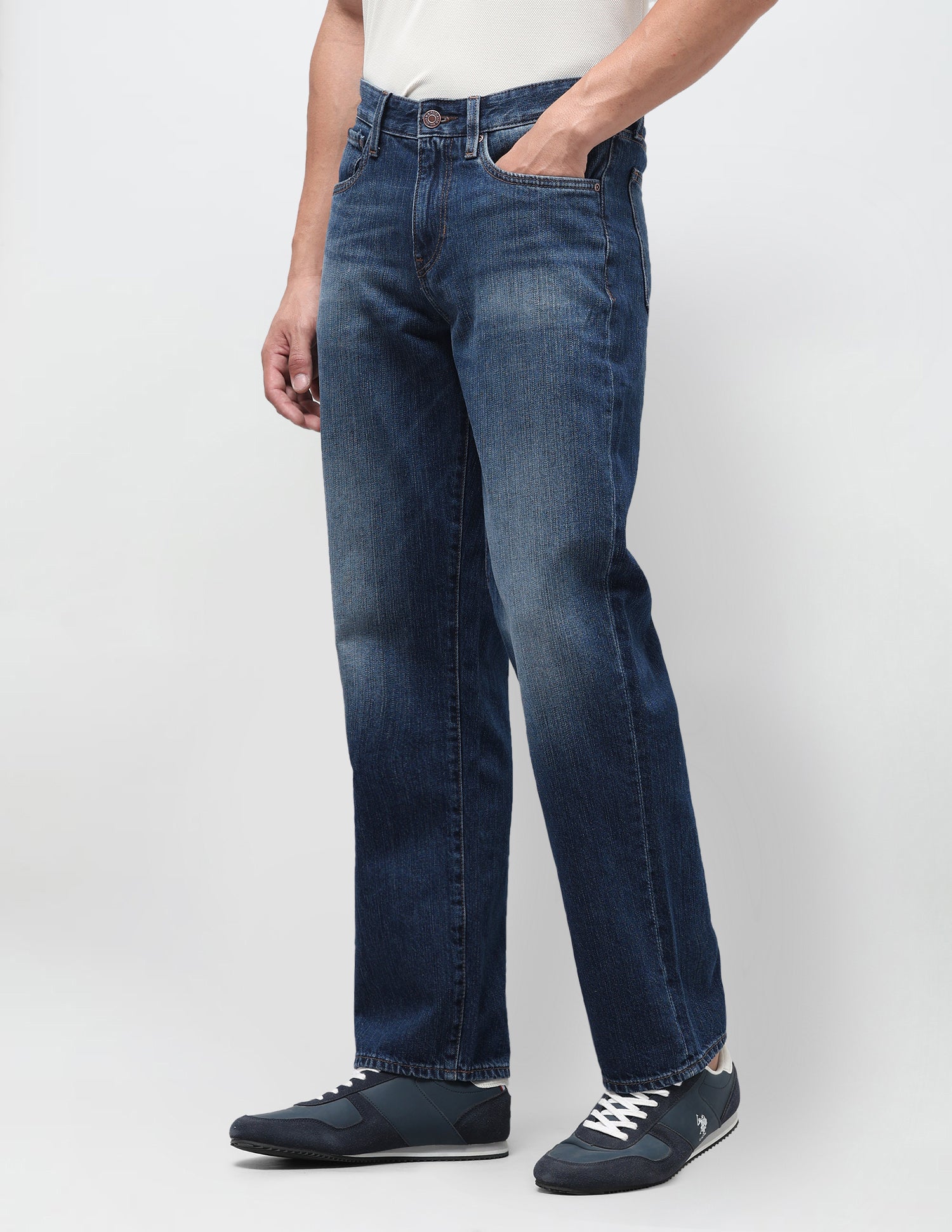 Shawn Relaxed Fit Blue Jeans Tinted Blue - U.S. Polo Assn. India | Large